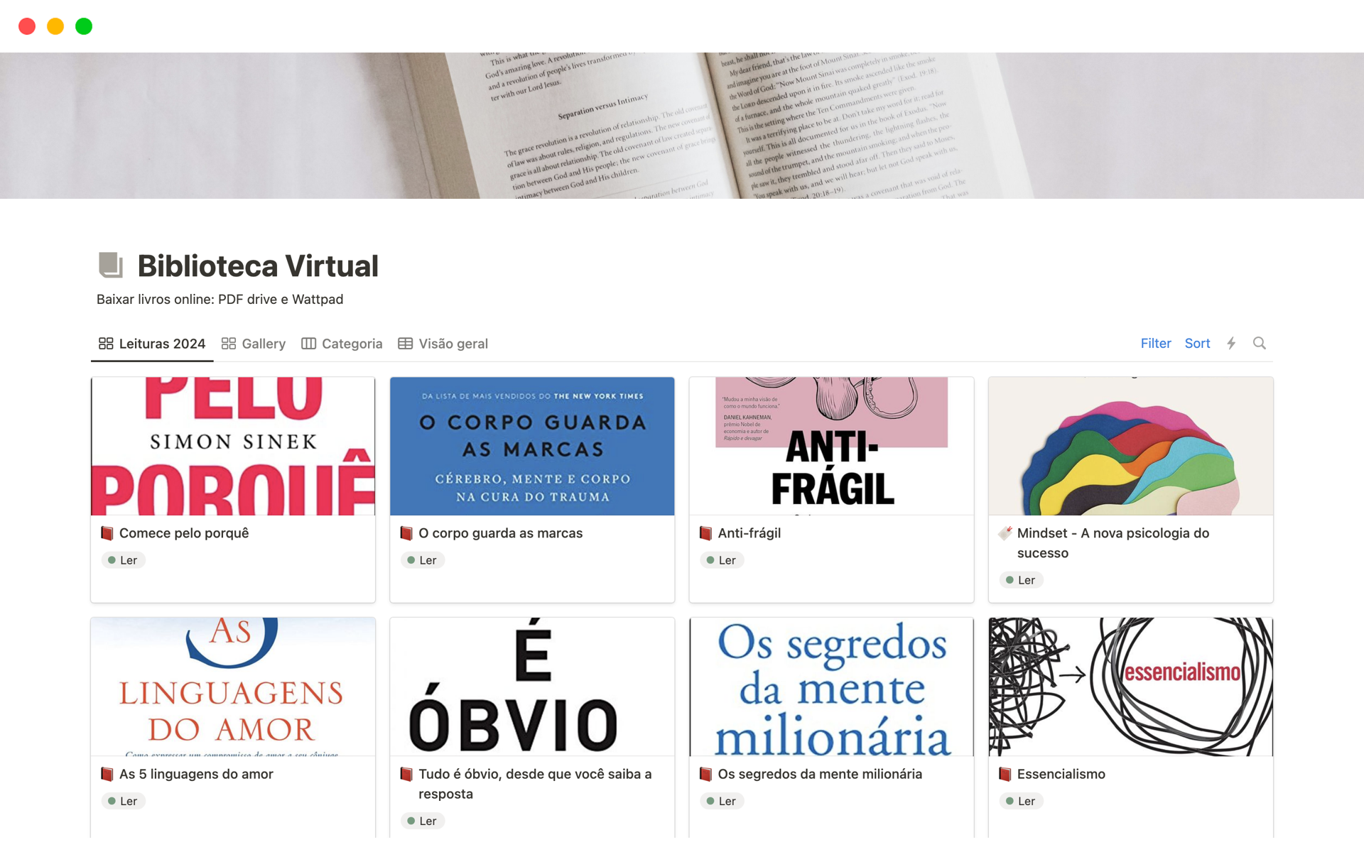 A template preview for Biblioteca Virtual