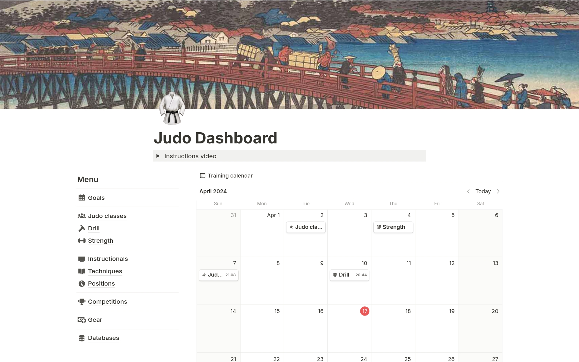 A template preview for Judo Dashboard