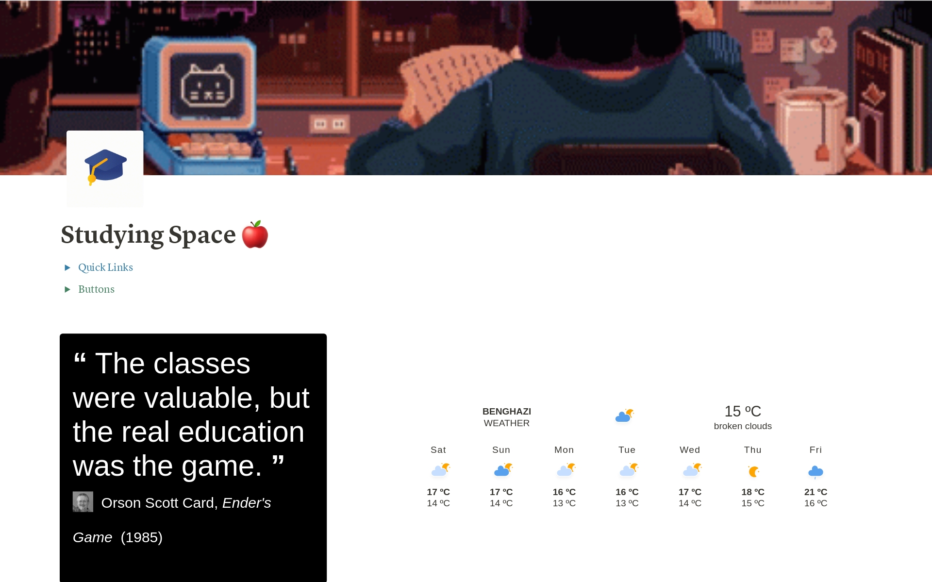 A template preview for Studying Space