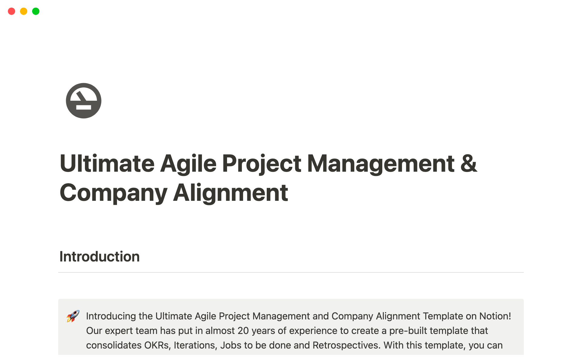 Vista previa de plantilla para The Ultimate Agile Project Management Template