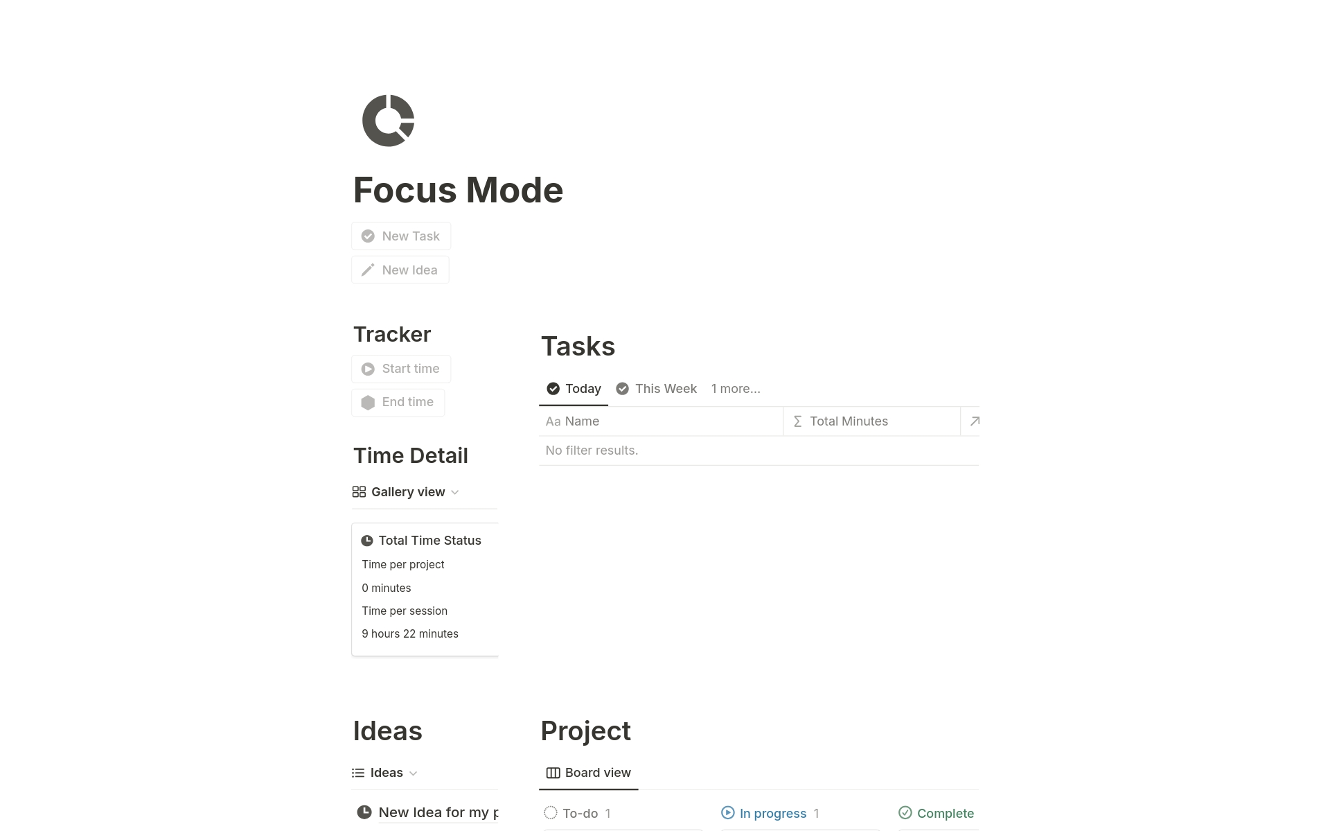 A template preview for Focus Mode 