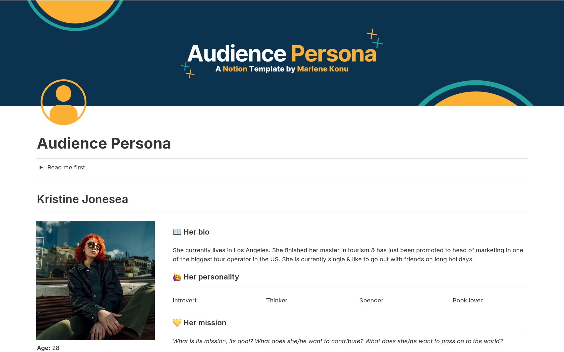 Make any action of your business impactful with this Audience Persona template!