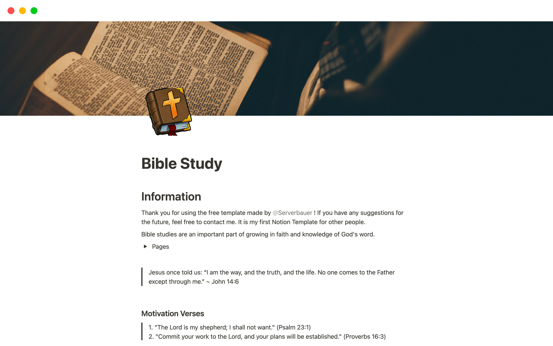 Aperçu du modèle de Bible Study