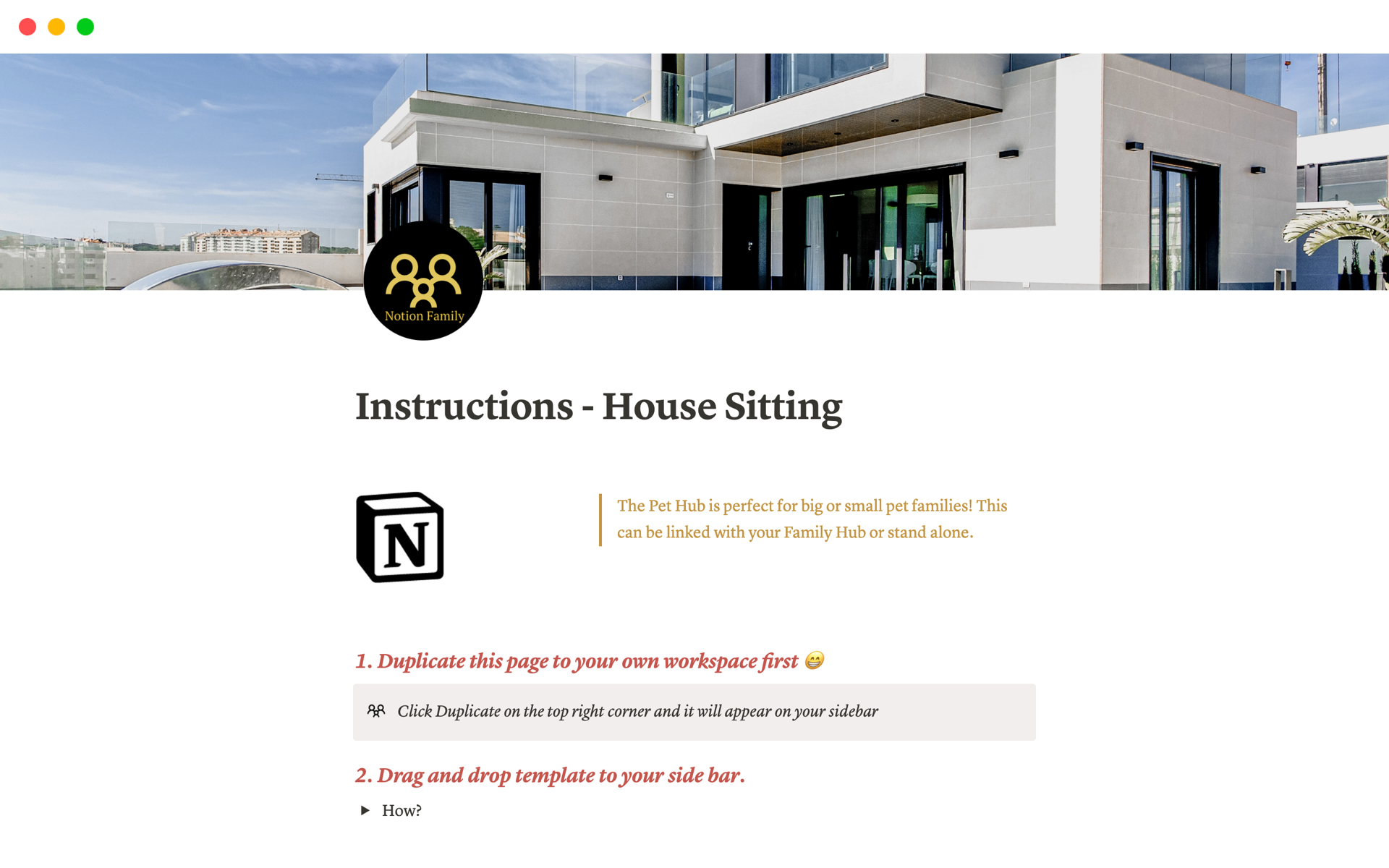 A template preview for House Sitting - Micro Business