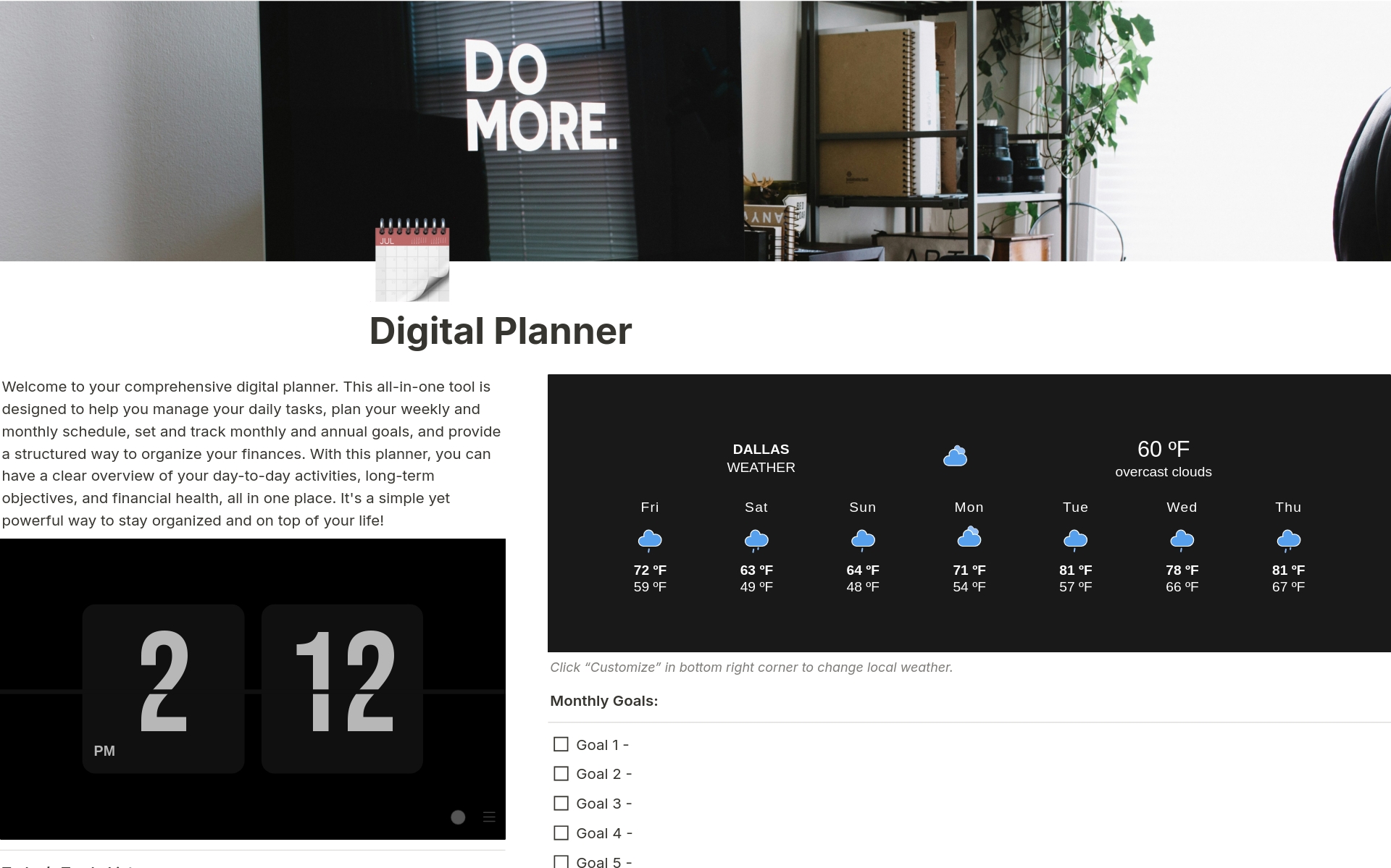 A template preview for Digital Planner 
