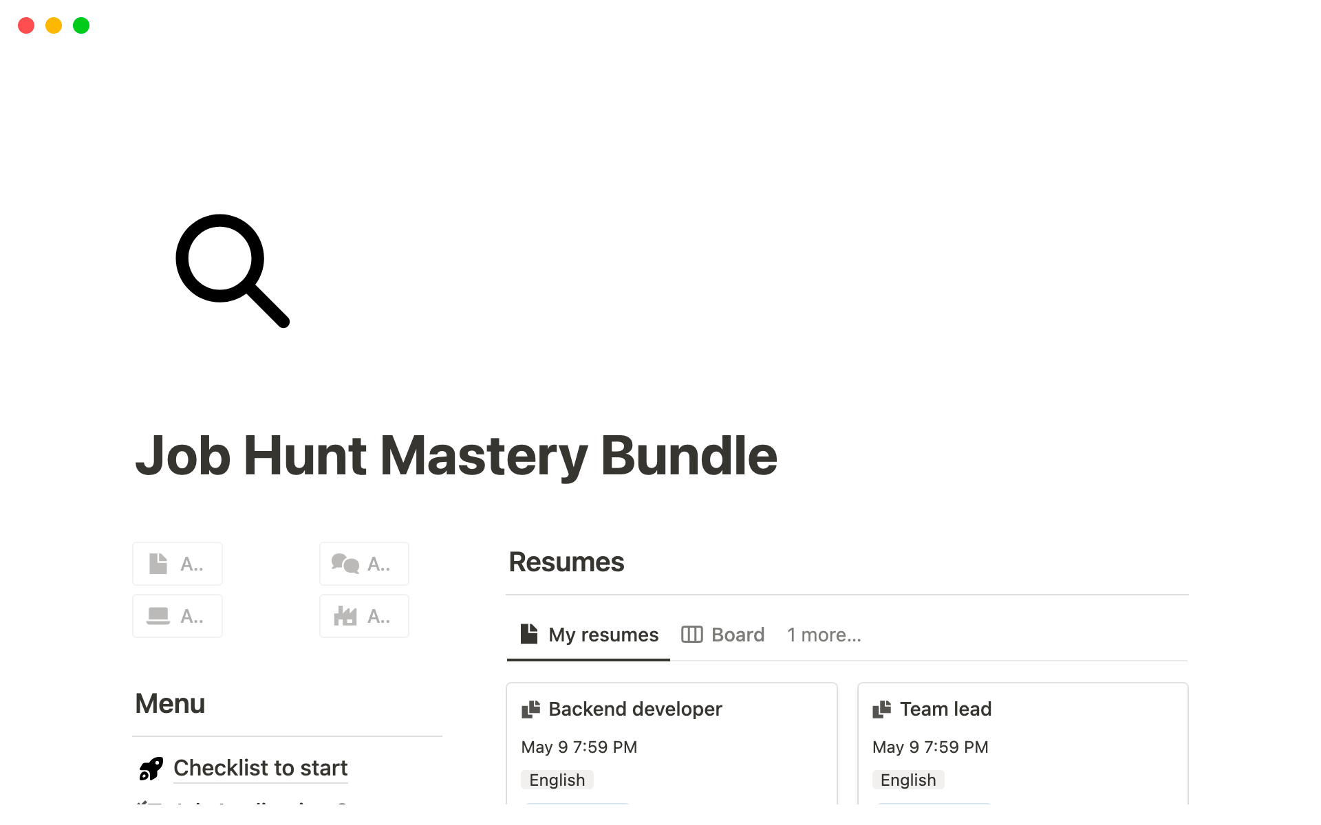 A template preview for Job Hunt Mastery Bundle