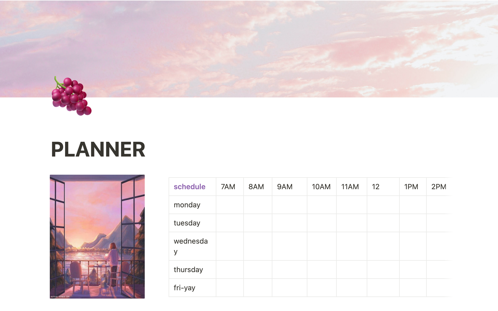 A template preview for Daily planner