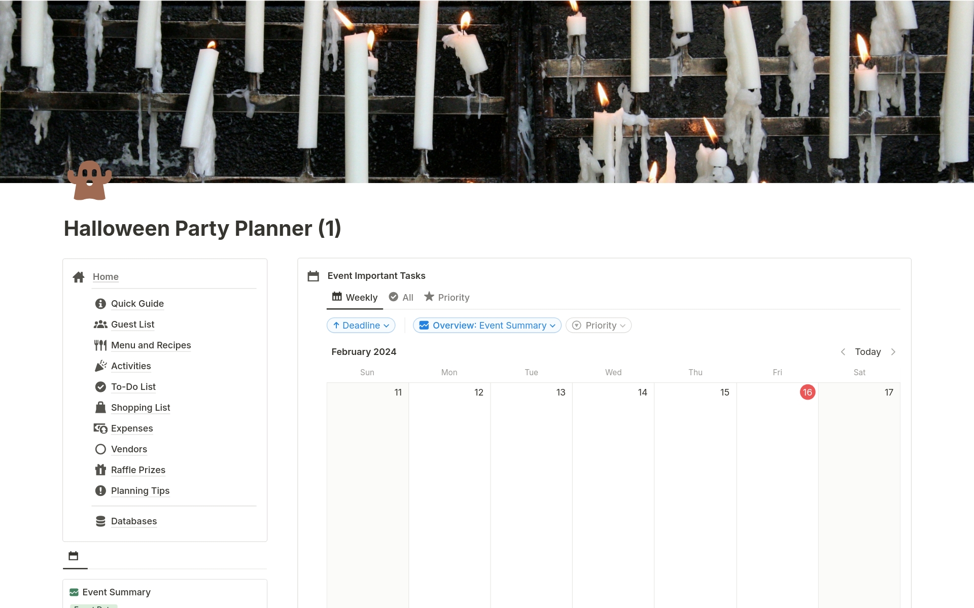 A template preview for Halloween Party Planner
