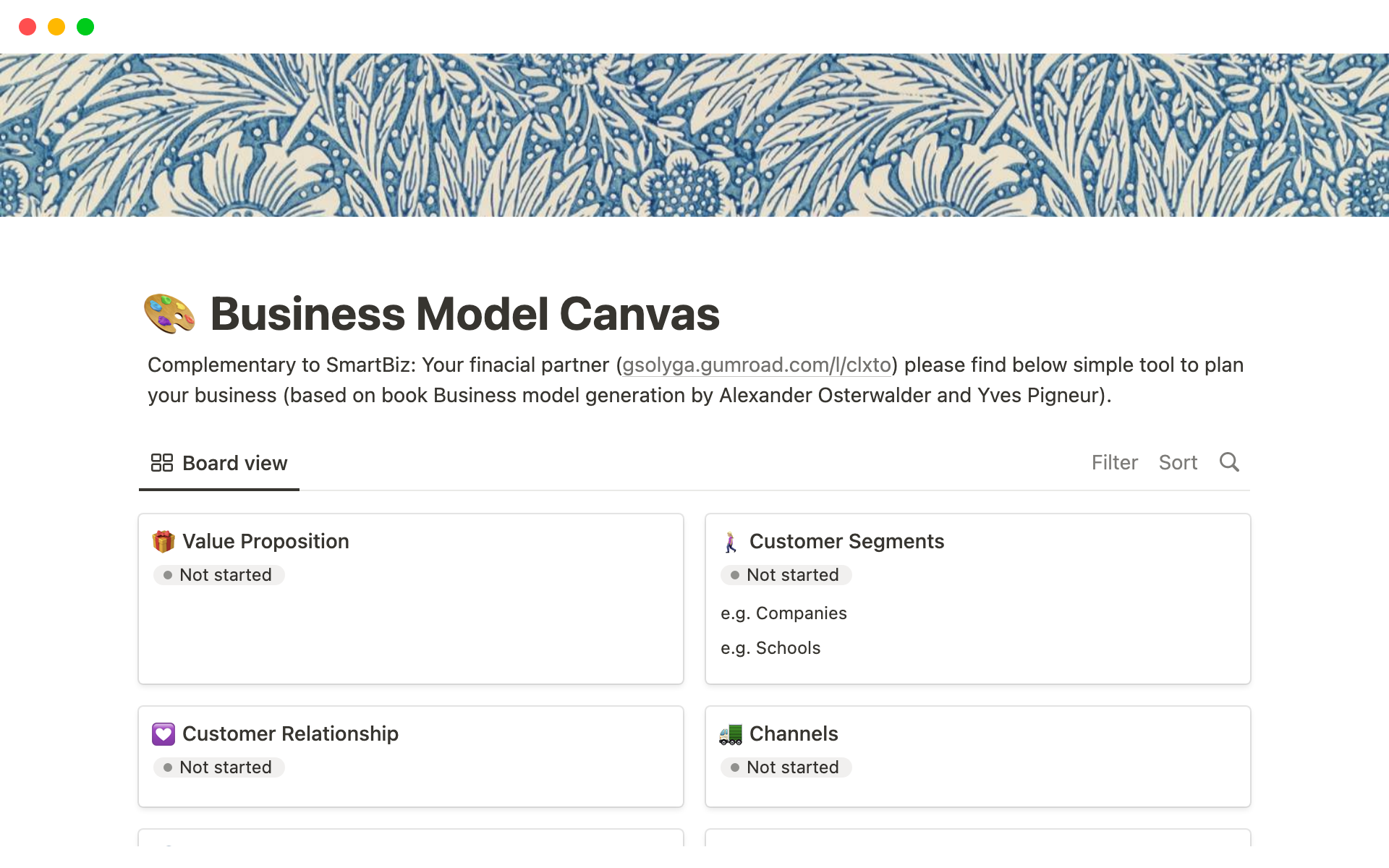 Business Model Canvas Notion Template