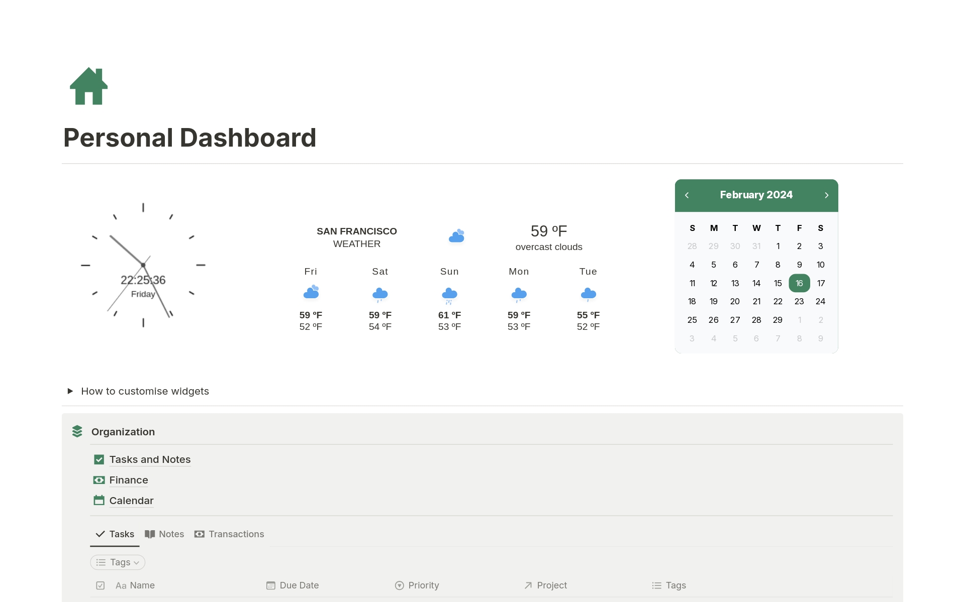 Personal Dashboard님의 템플릿 미리보기