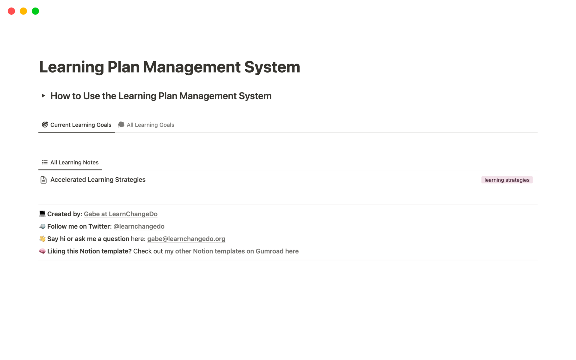 Vista previa de plantilla para Learning Plan Management System