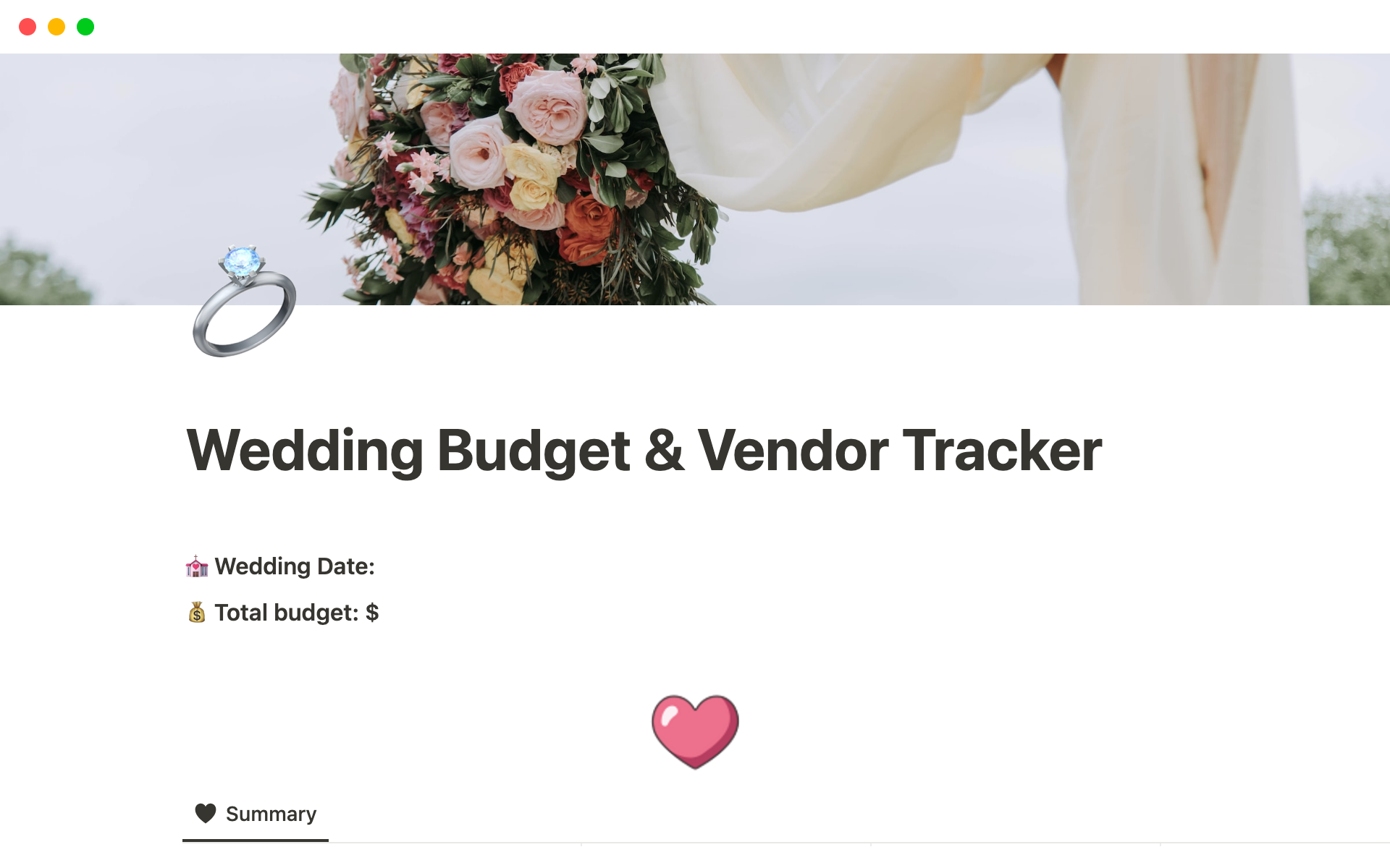 A template preview for Wedding Budget & Vendor Tracker
