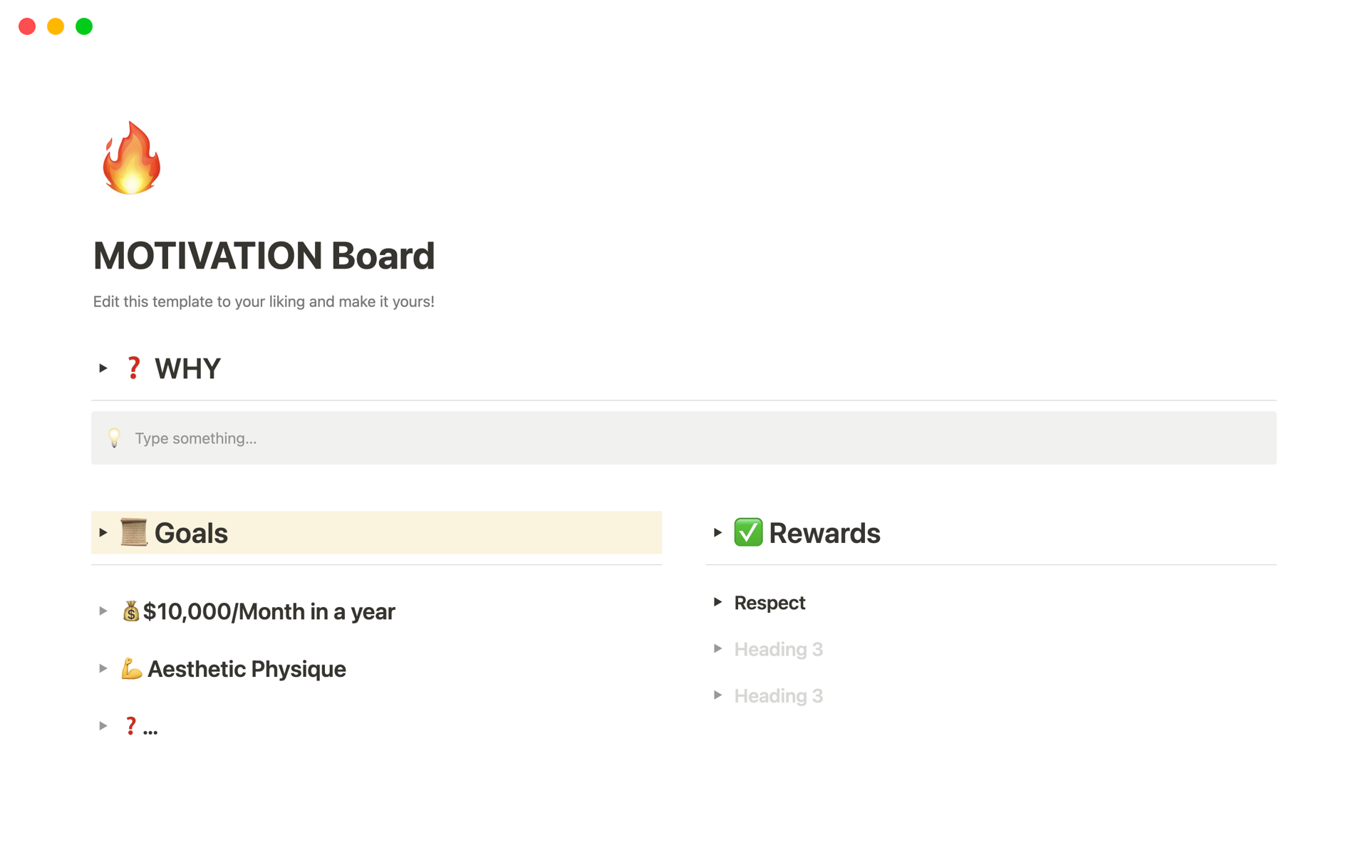 MOTIVATION Board Template | Notion Marketplace