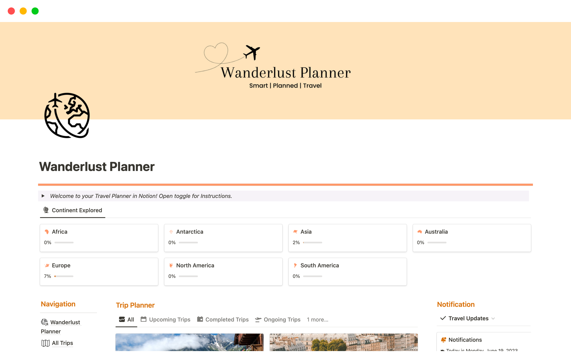 The Ultimate travel planner which has all the things around travel planning a person would ever need along with achievement mode.