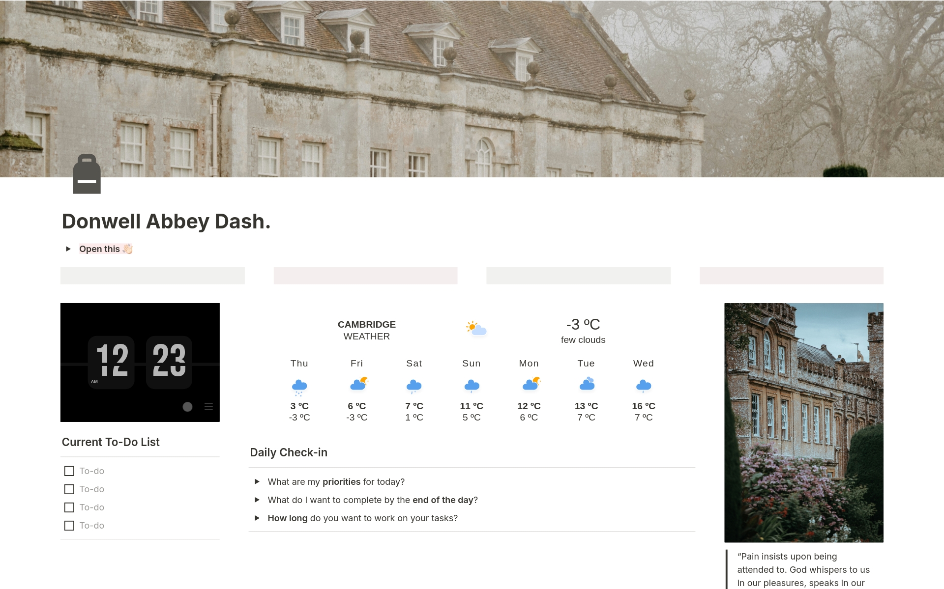 A template preview for Donwell Abbey Dash