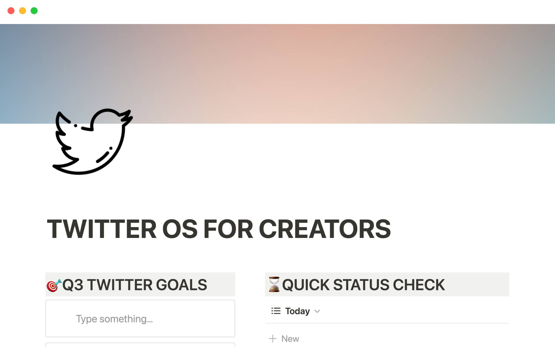 Eine Vorlagenvorschau für Twitter OS for creators