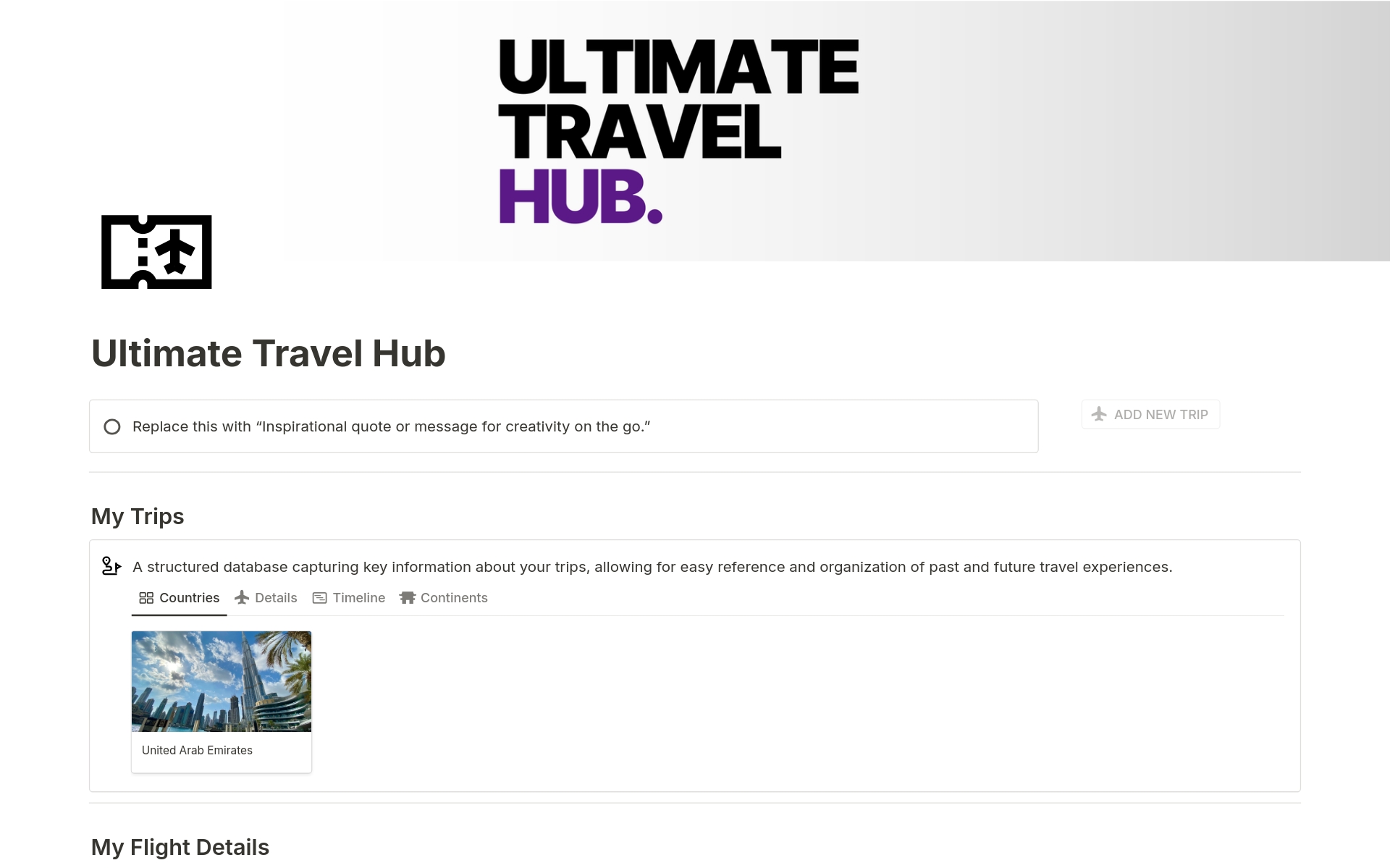 A template preview for Ultimate Travel Hub