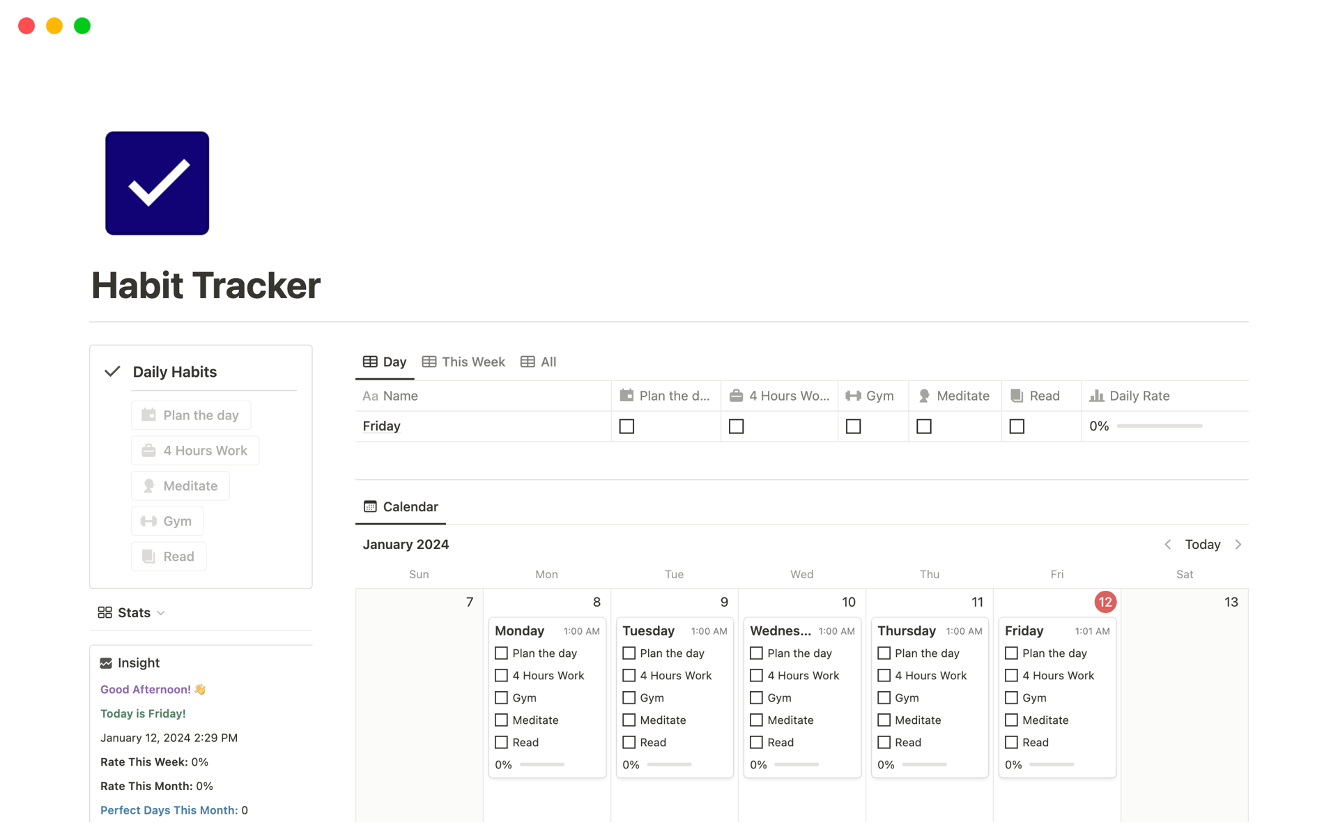 Notion Habit Tracker is a powerful Notion template designed to help build and maintain positive habits.