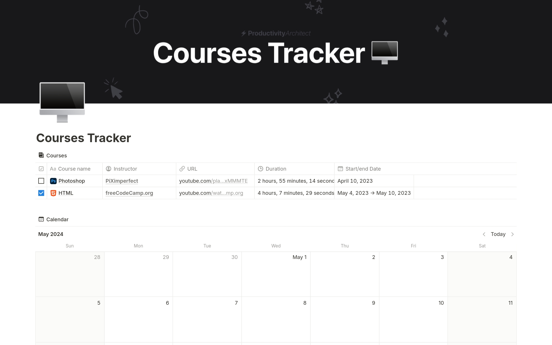 Online Course Tracker Notion Template Online Course Tracker Notion Template