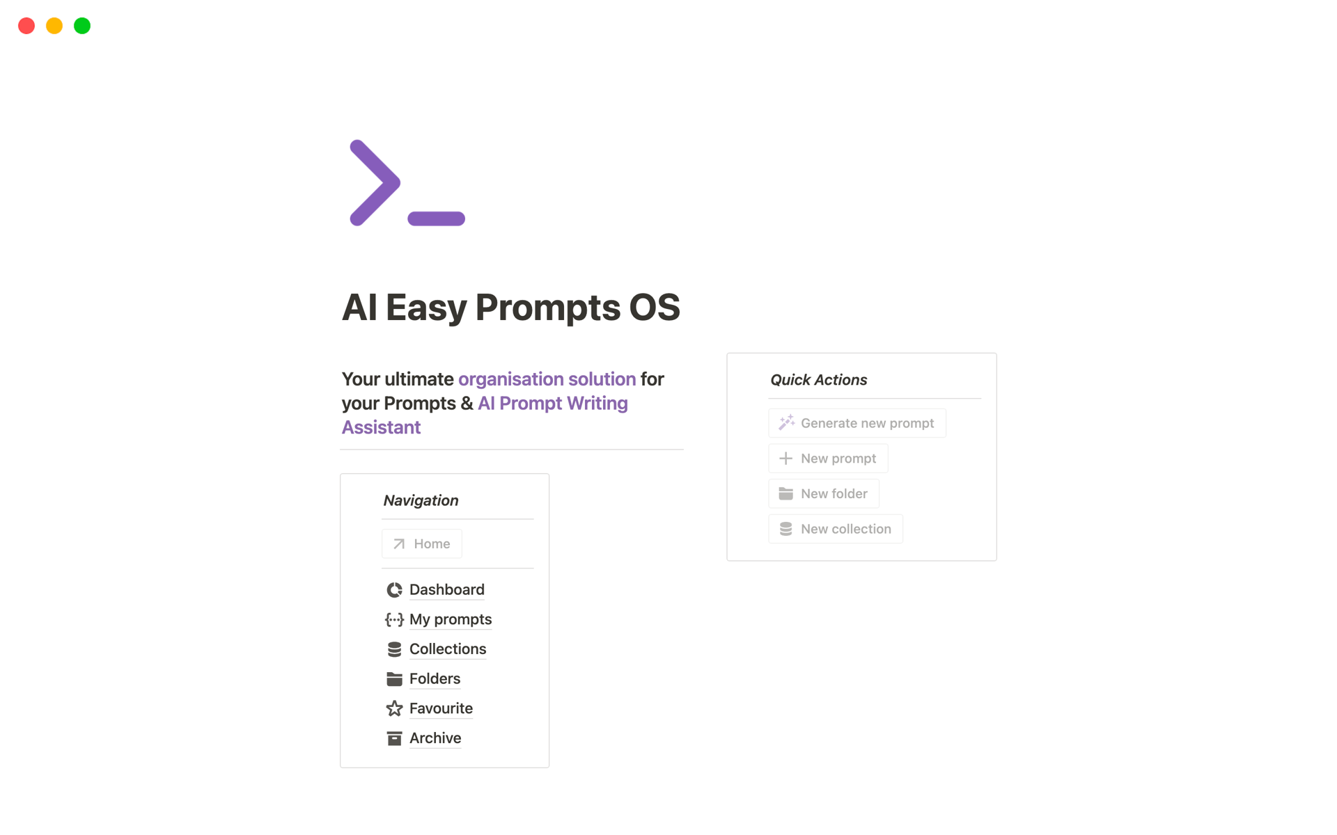 A template preview for AI Easy Prompts OS