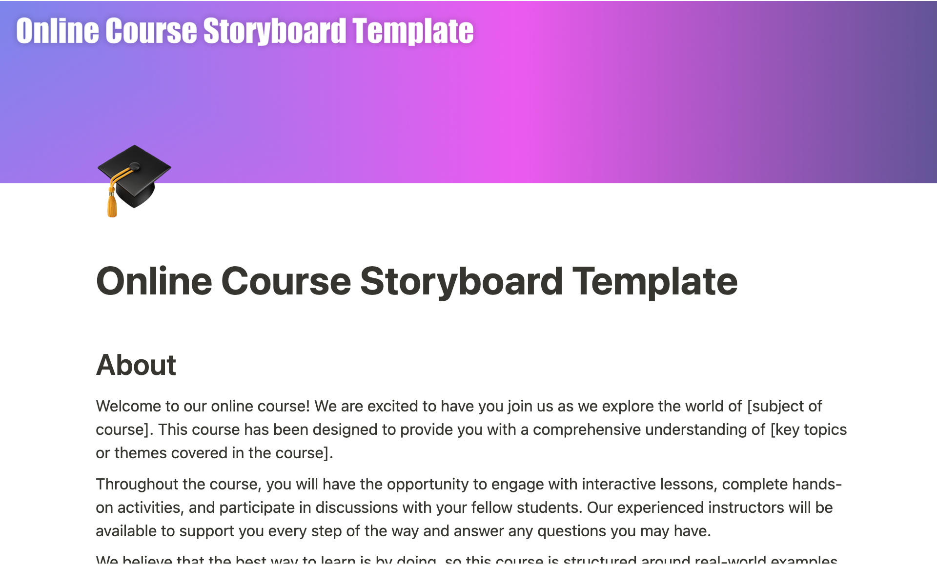 Online Course Storyboard Template | Notion Marketplace