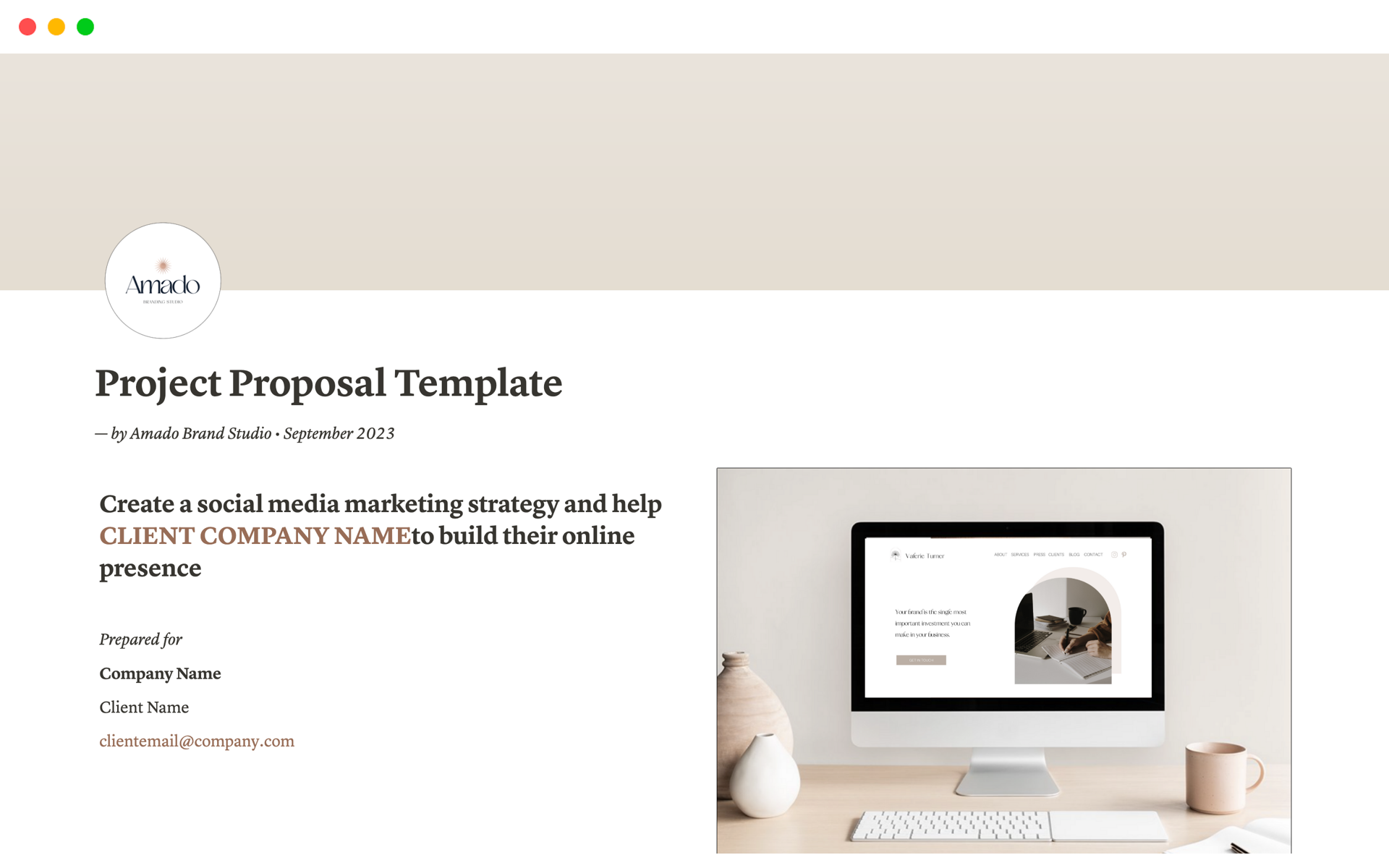 A template preview for Project Proposal