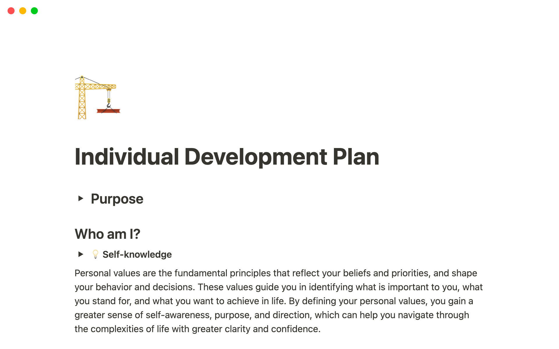A template preview for Individual Development Plan - IDP