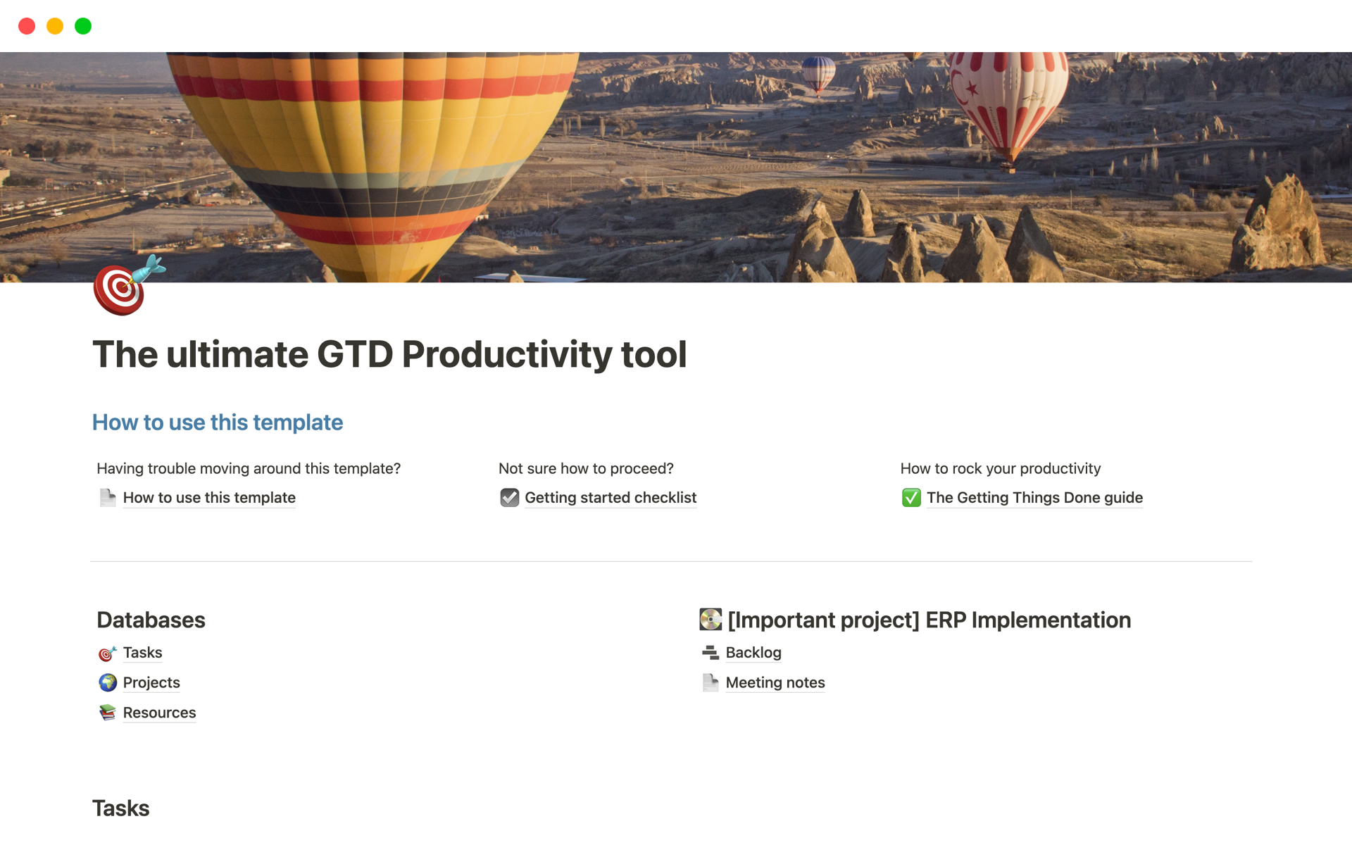 The ultimate GTD Productivity tool by Build with Alex Notion Template