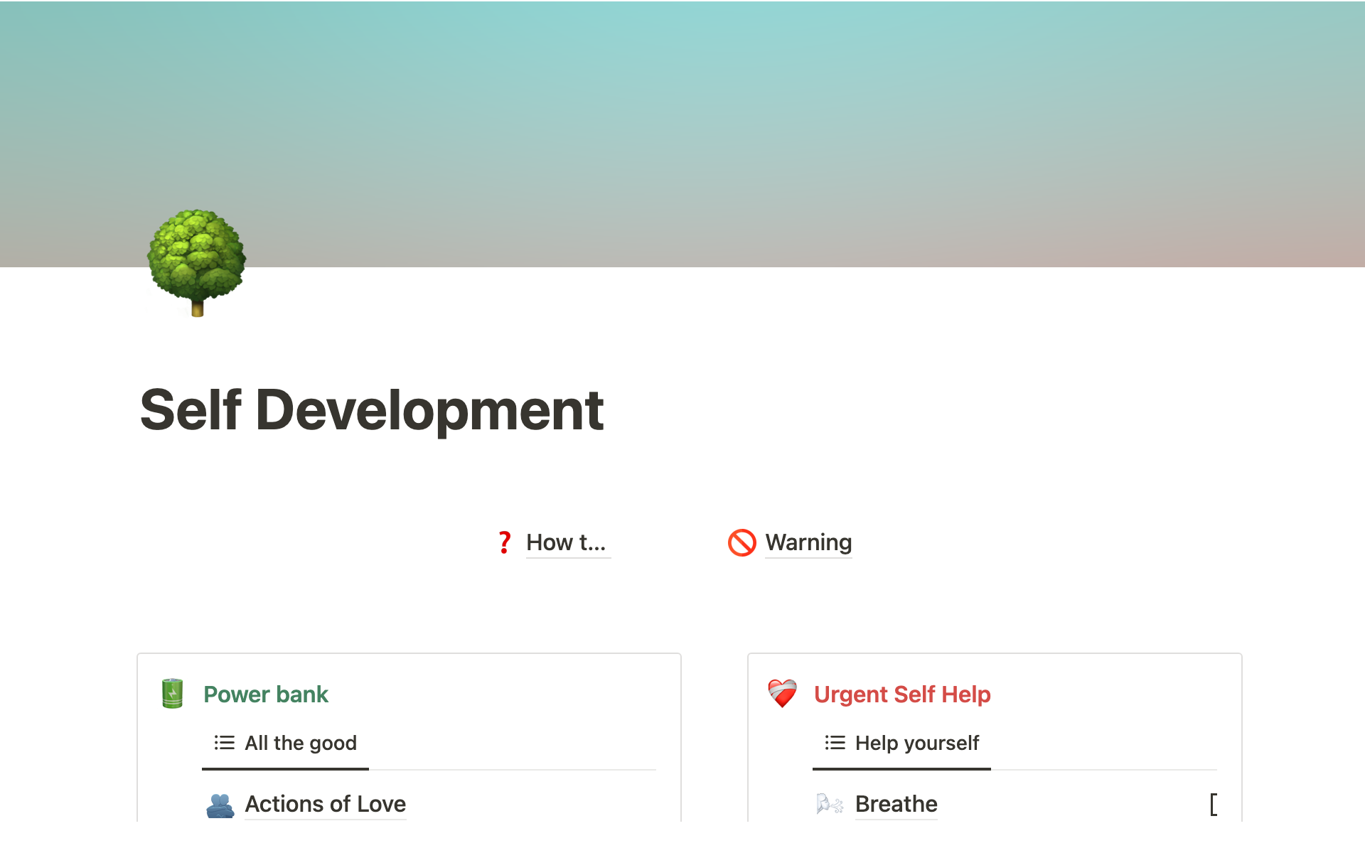 A template preview for Self Development System