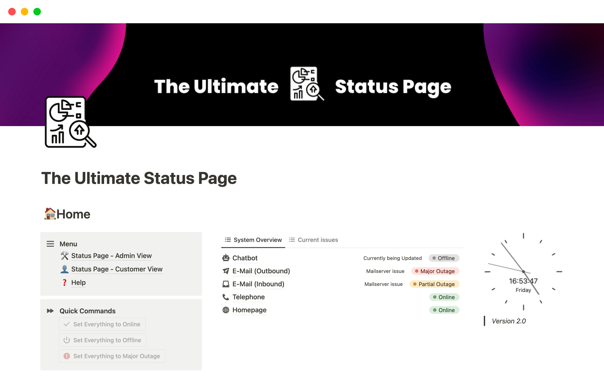 The Ultimate Status Page Notion Template