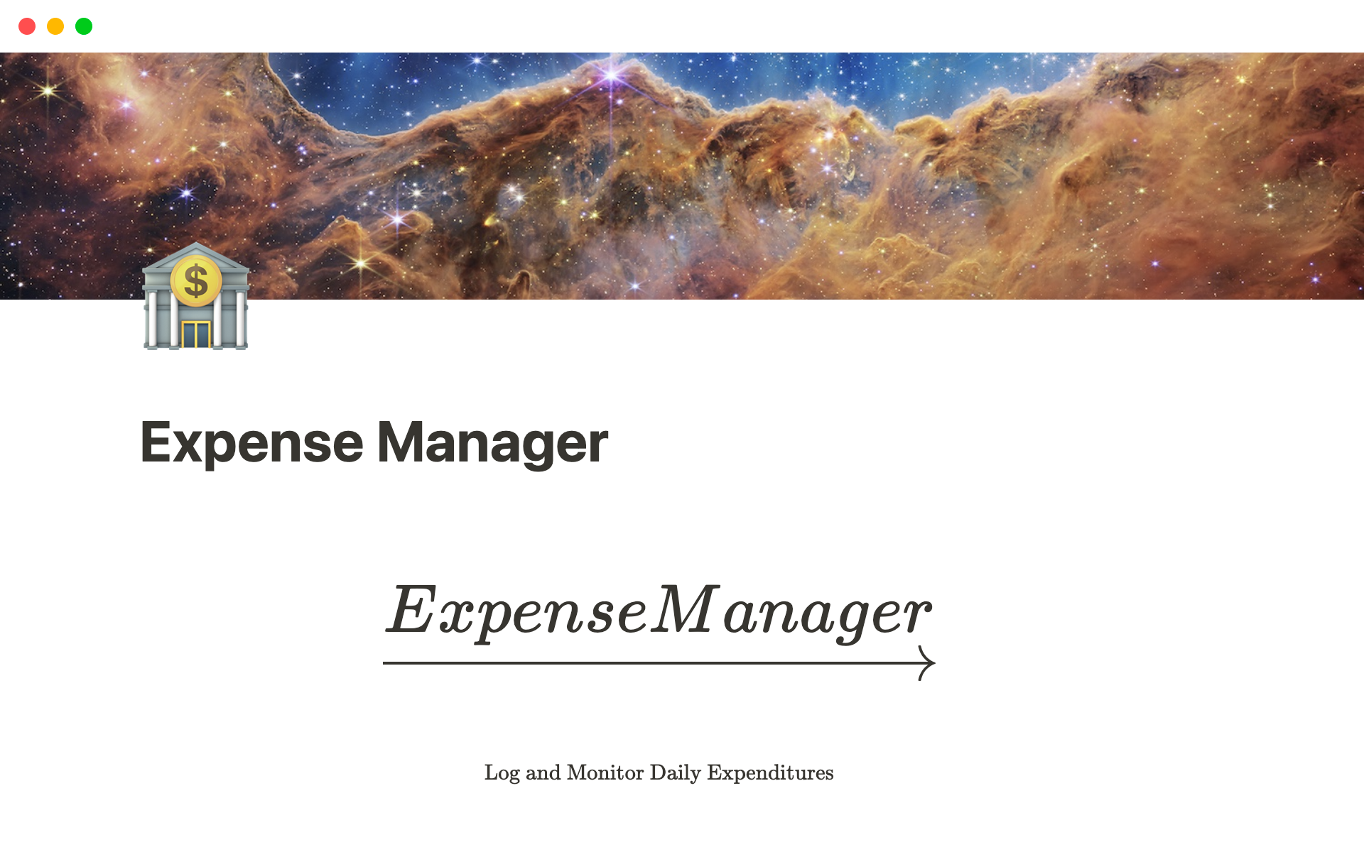 Uma prévia do modelo para Expense Manager