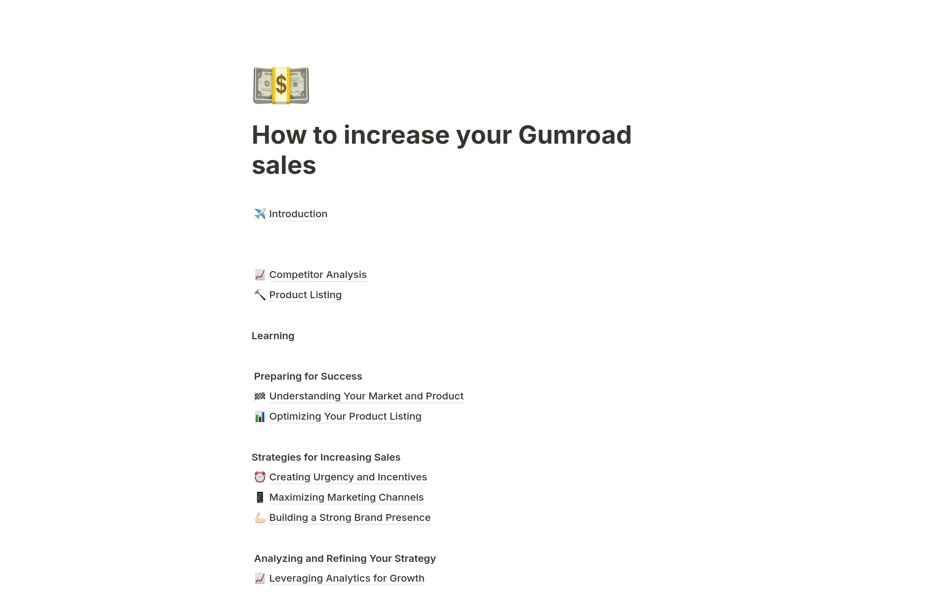 A template preview for How to increase your Gumroad sales