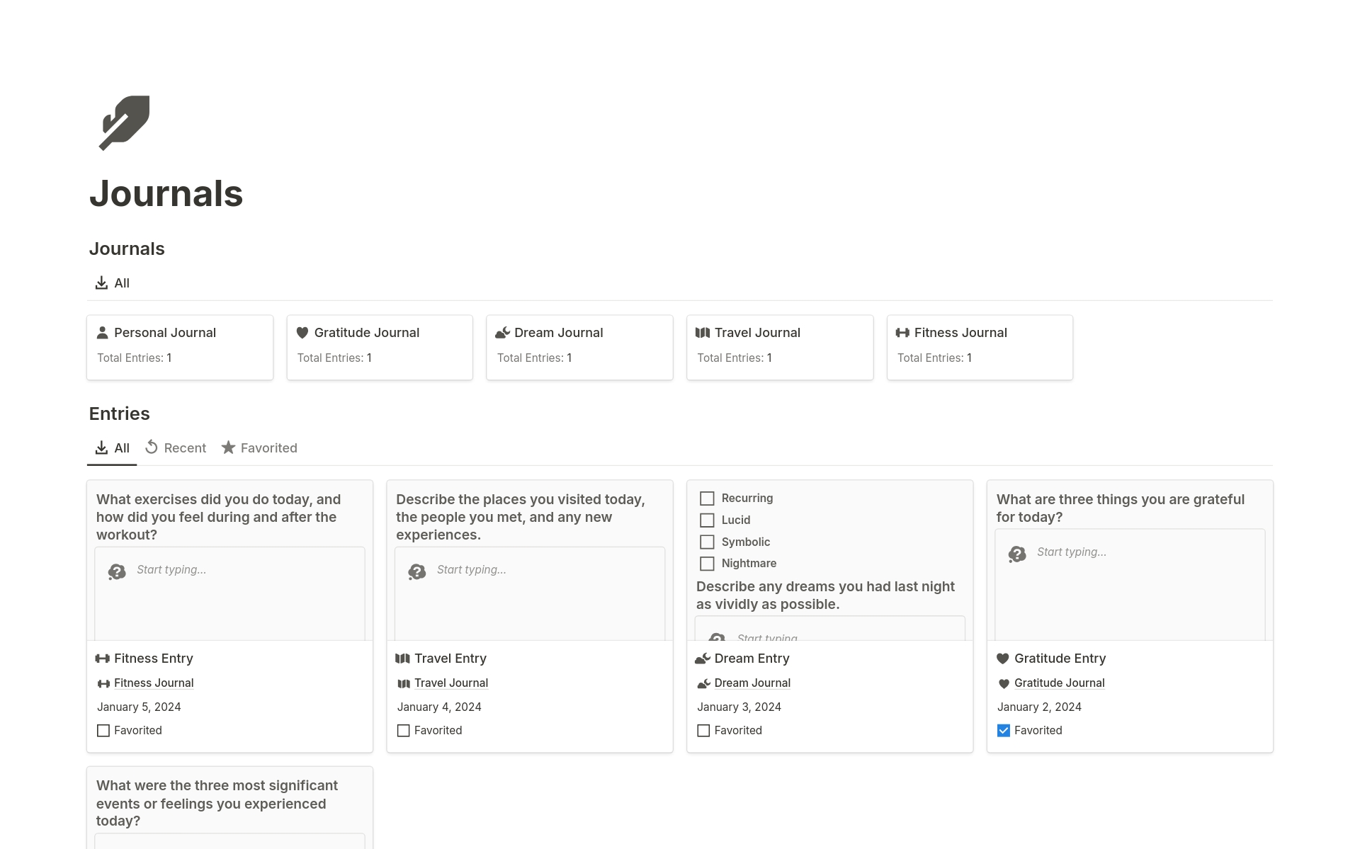 A template preview for Journals