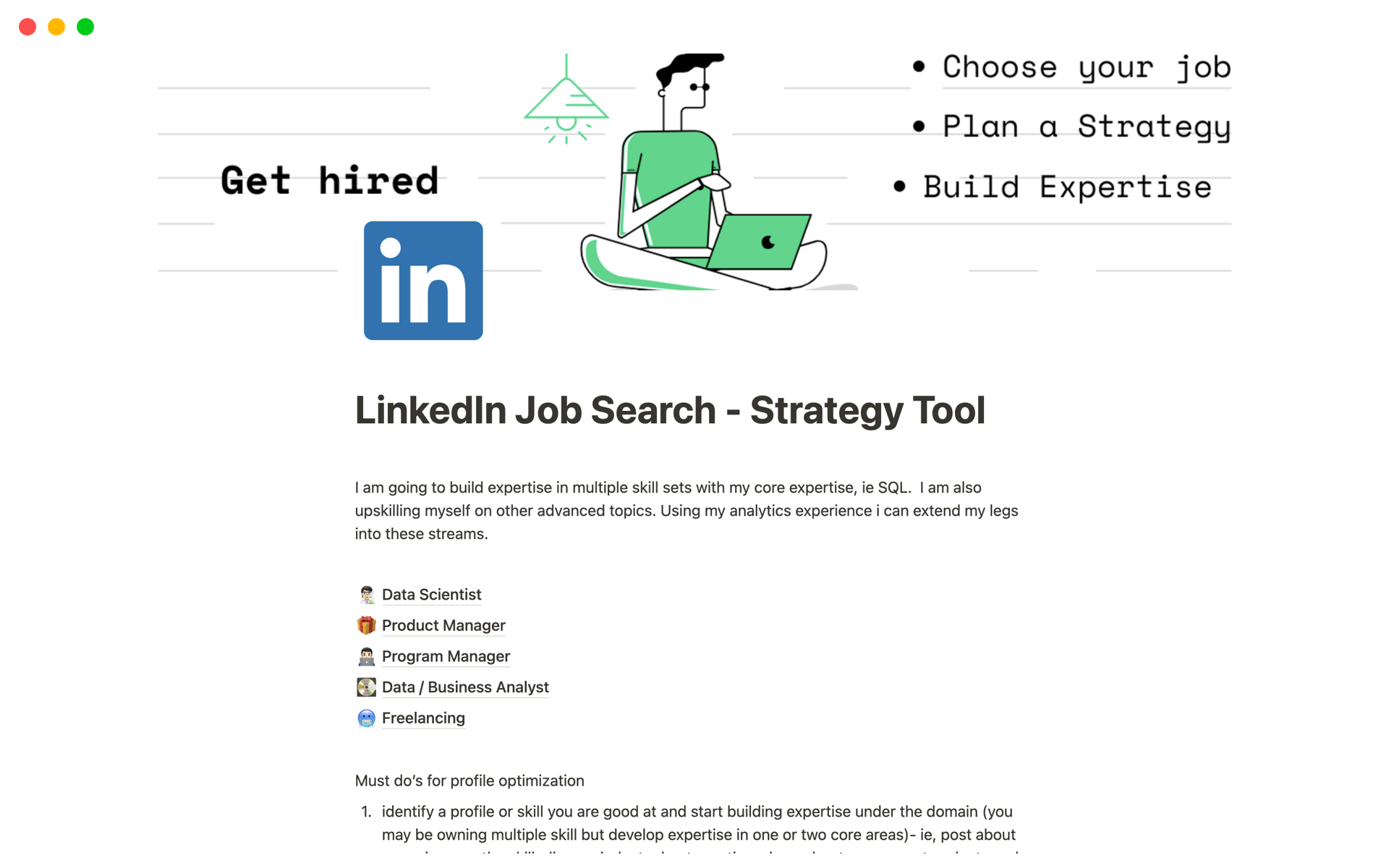 LinkedIn Job Search - Strategy Tool Template | Notion Marketplace