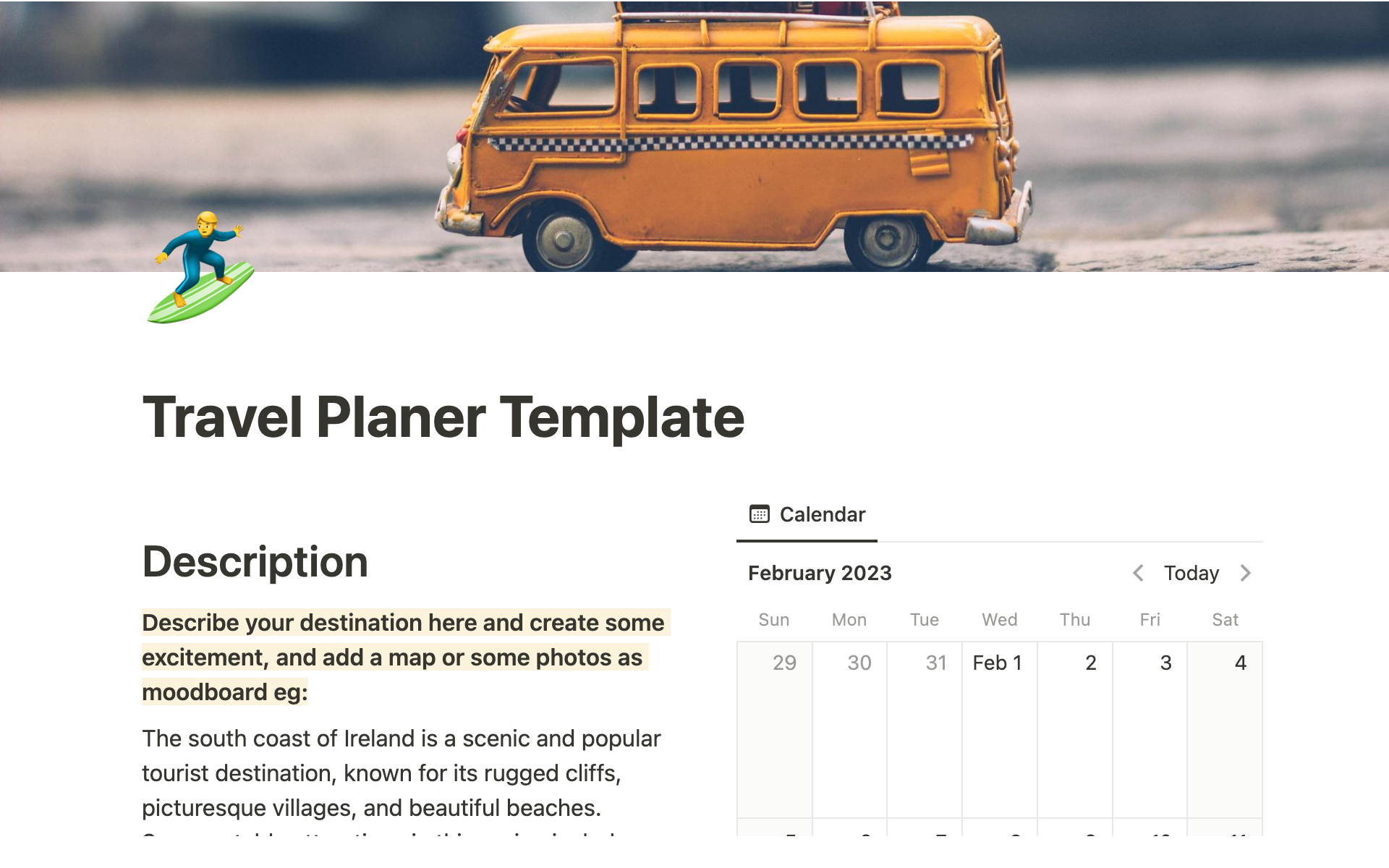 Travel Planer Template by Johannes Meyer Notion Template