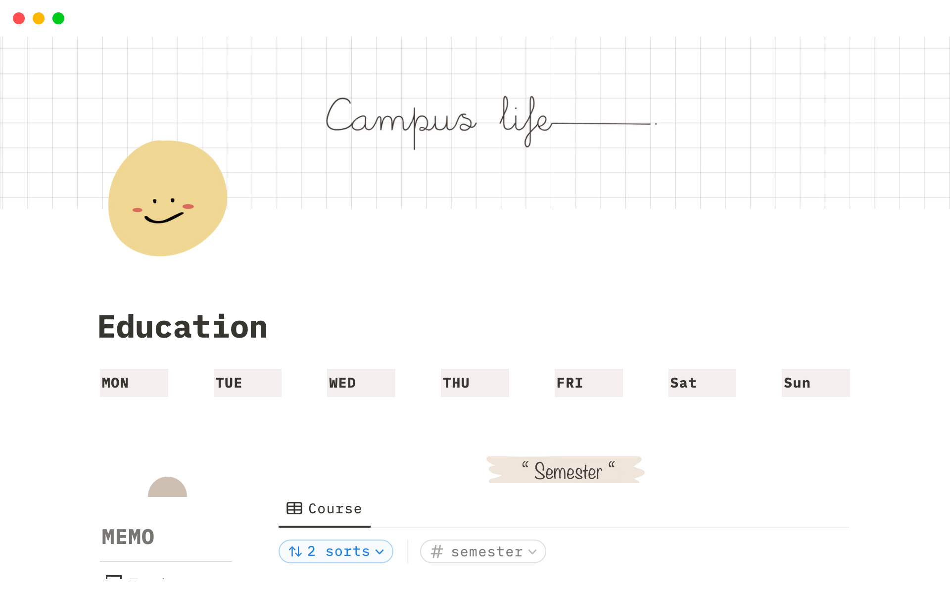 A template preview for Campus Note Template