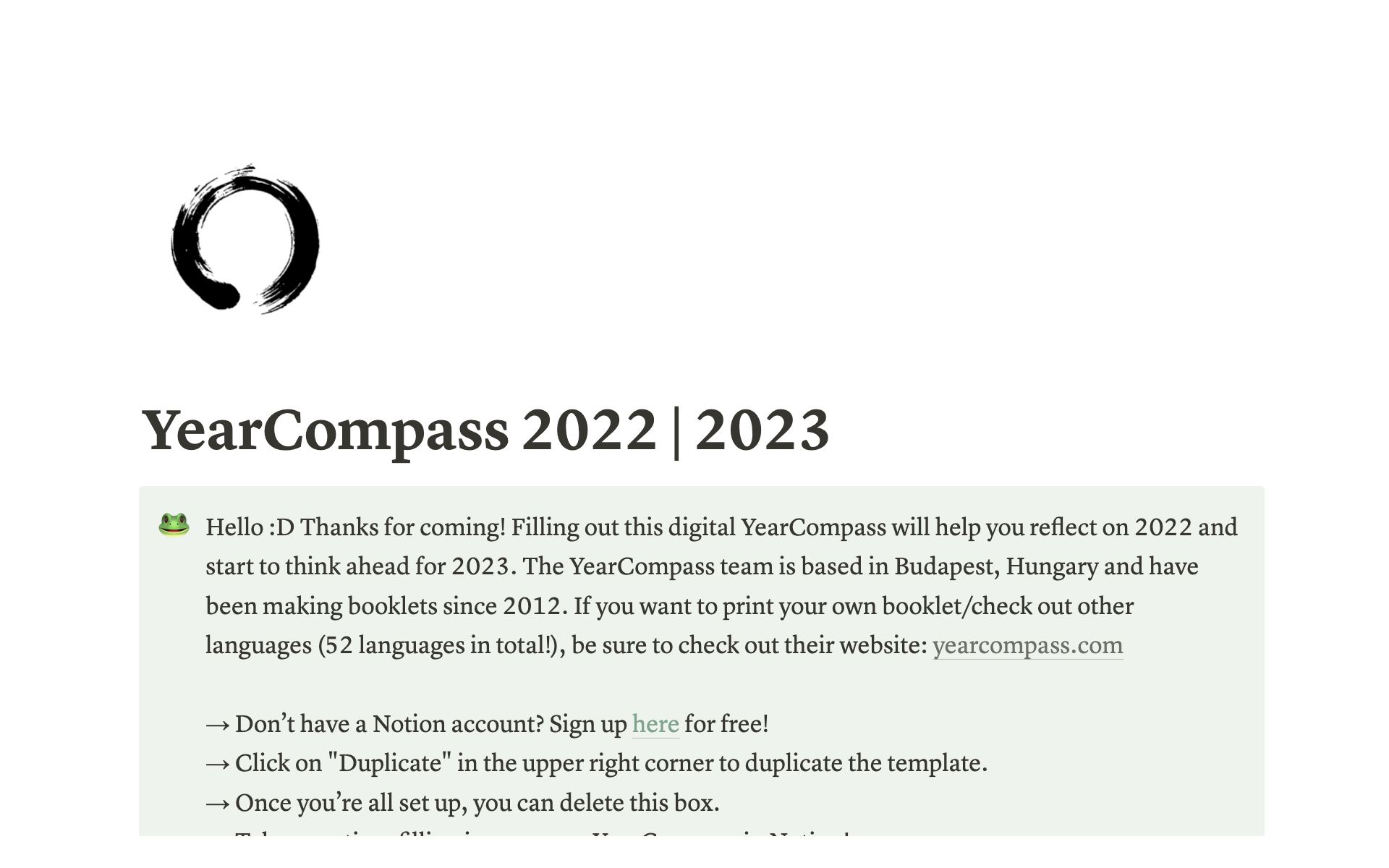 Now on Notion: YearCompass is a free resource that helps you reflect on the past year and plan for the next one.