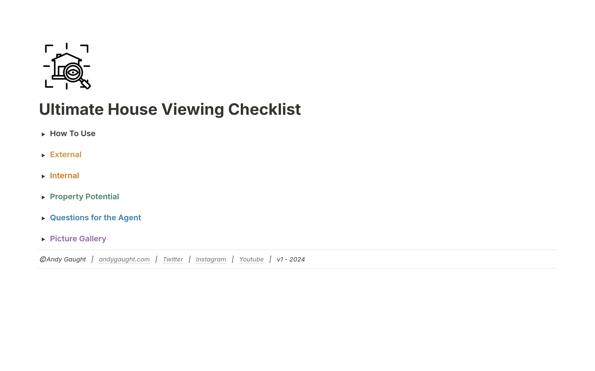 A template preview for Ultimate House Viewing Checklist