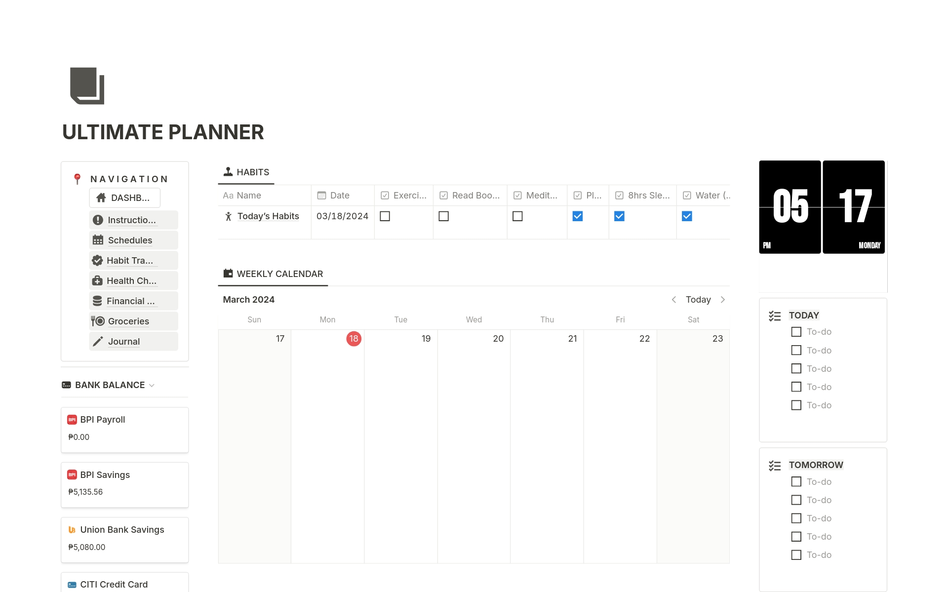 A template preview for ULTIMATE PLANNER 