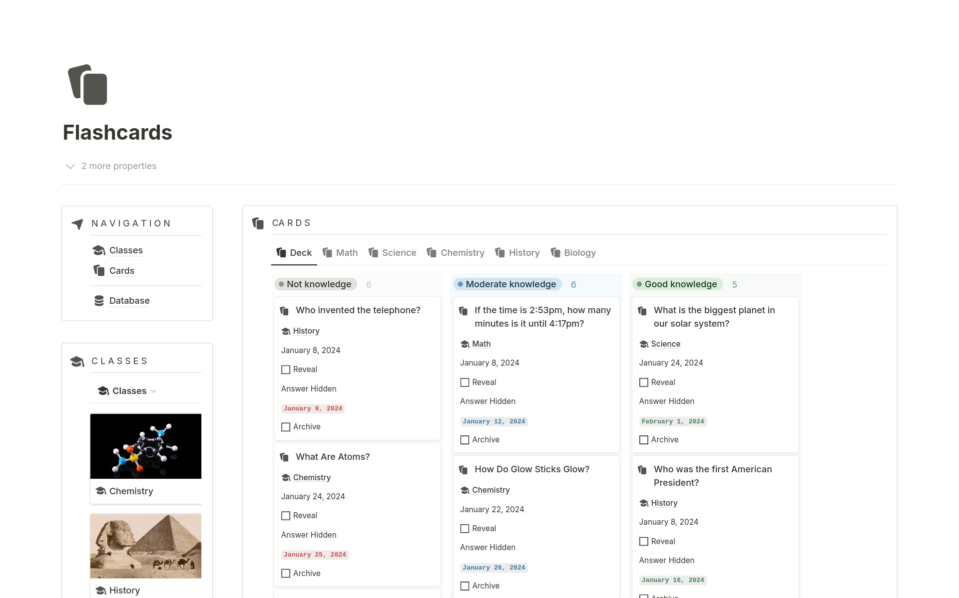 Flashcards by AstraL Notion Template