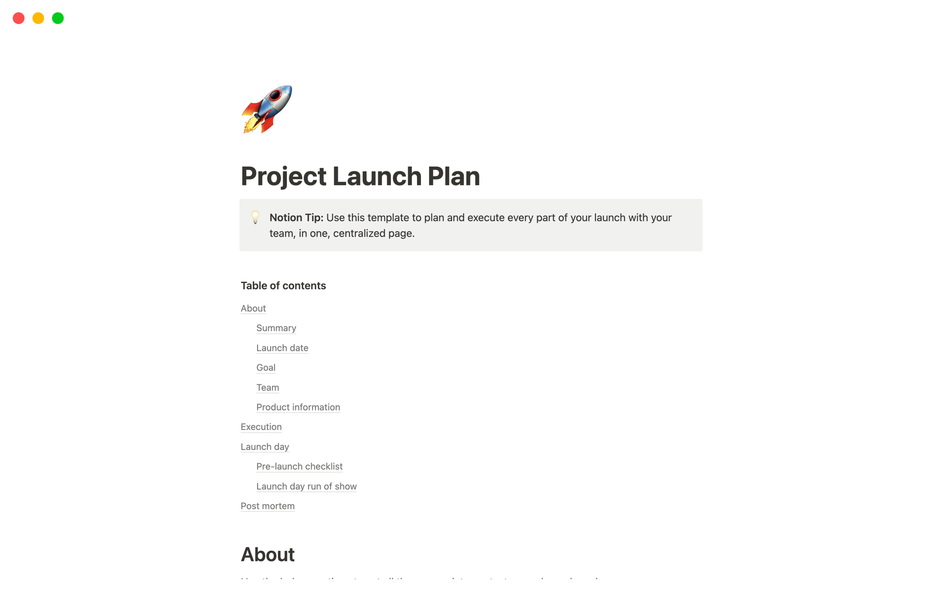 Project Launch Plan님의 템플릿 미리보기