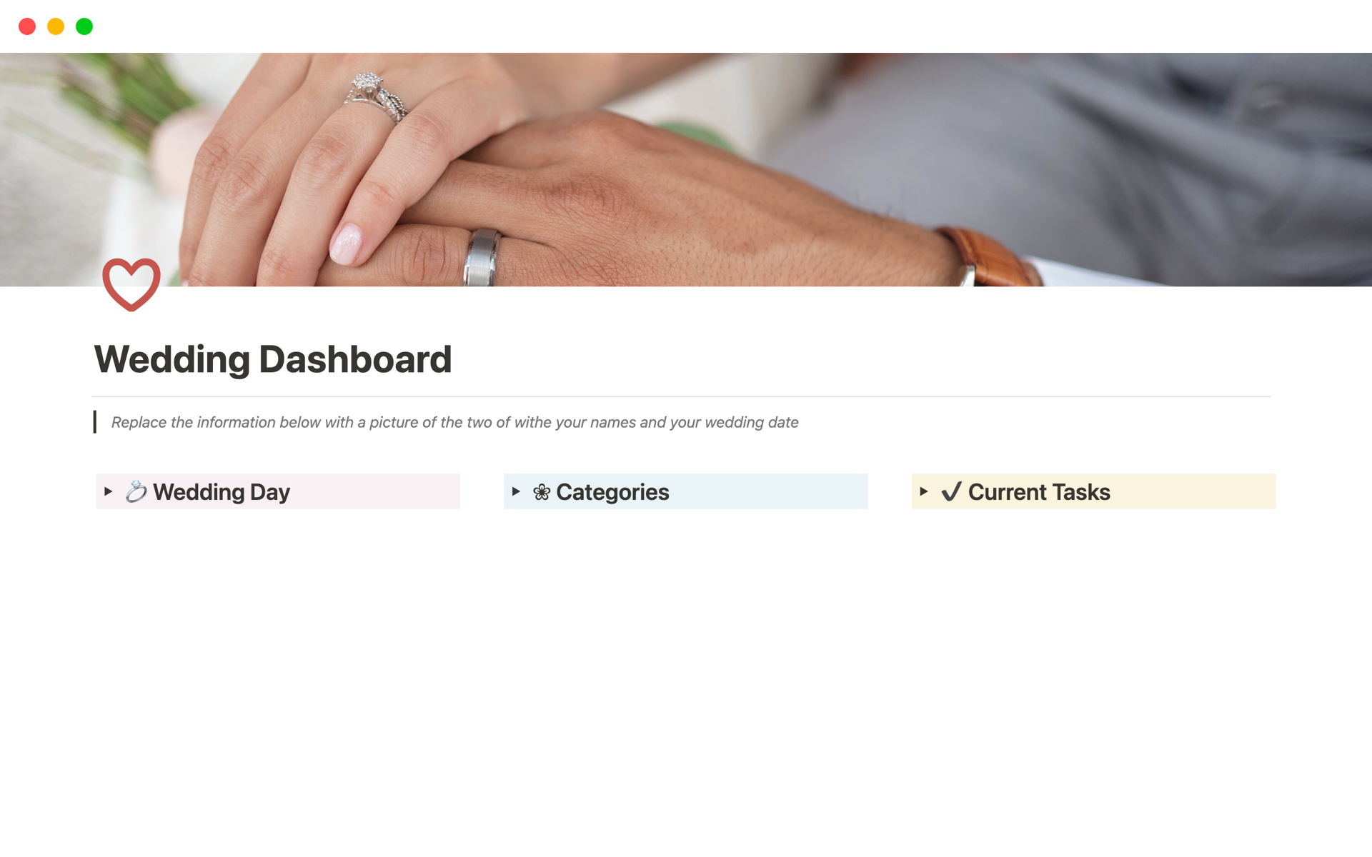 A template preview for Wedding Dashboard