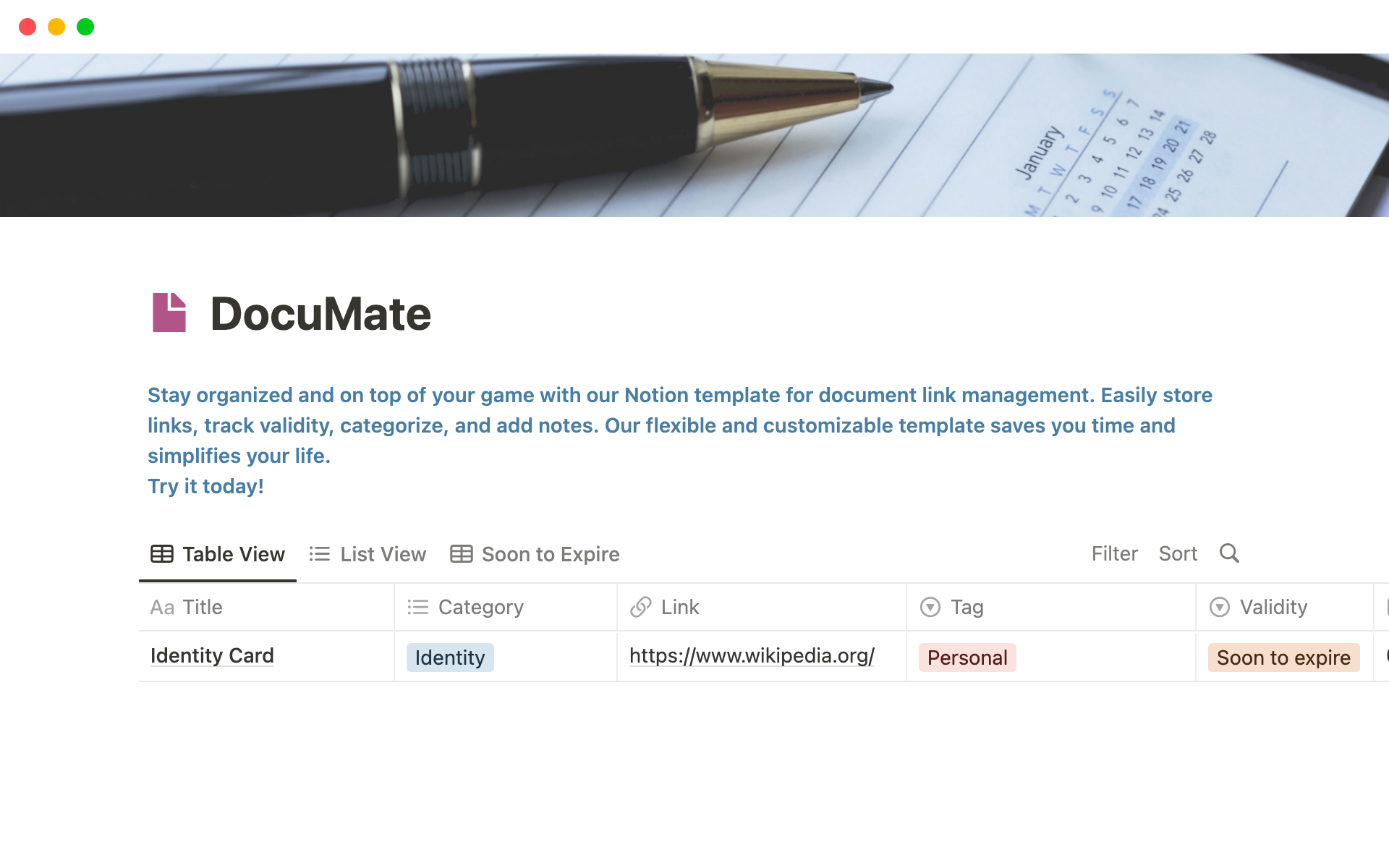 A template preview for DocuMate