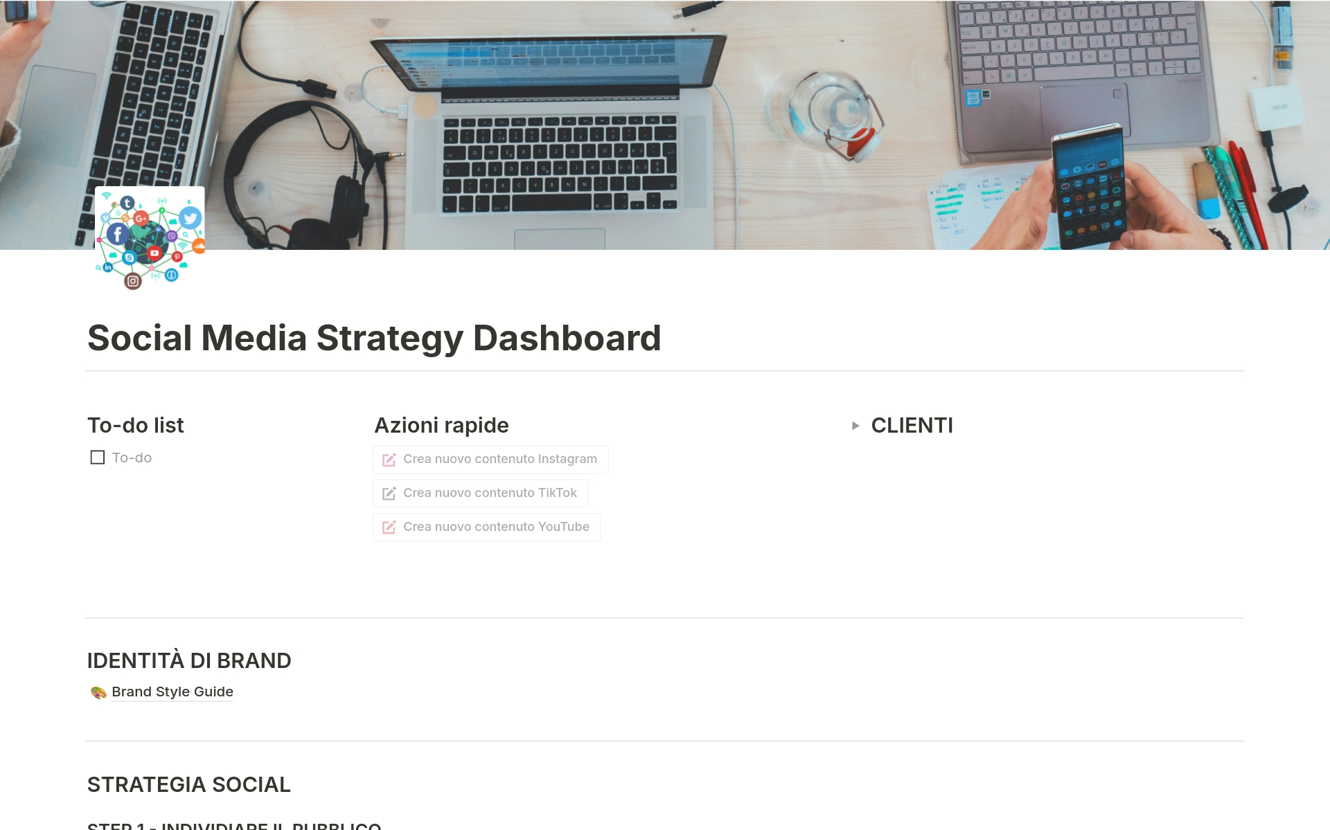 A template preview for Social Media Strategy Dashboard
