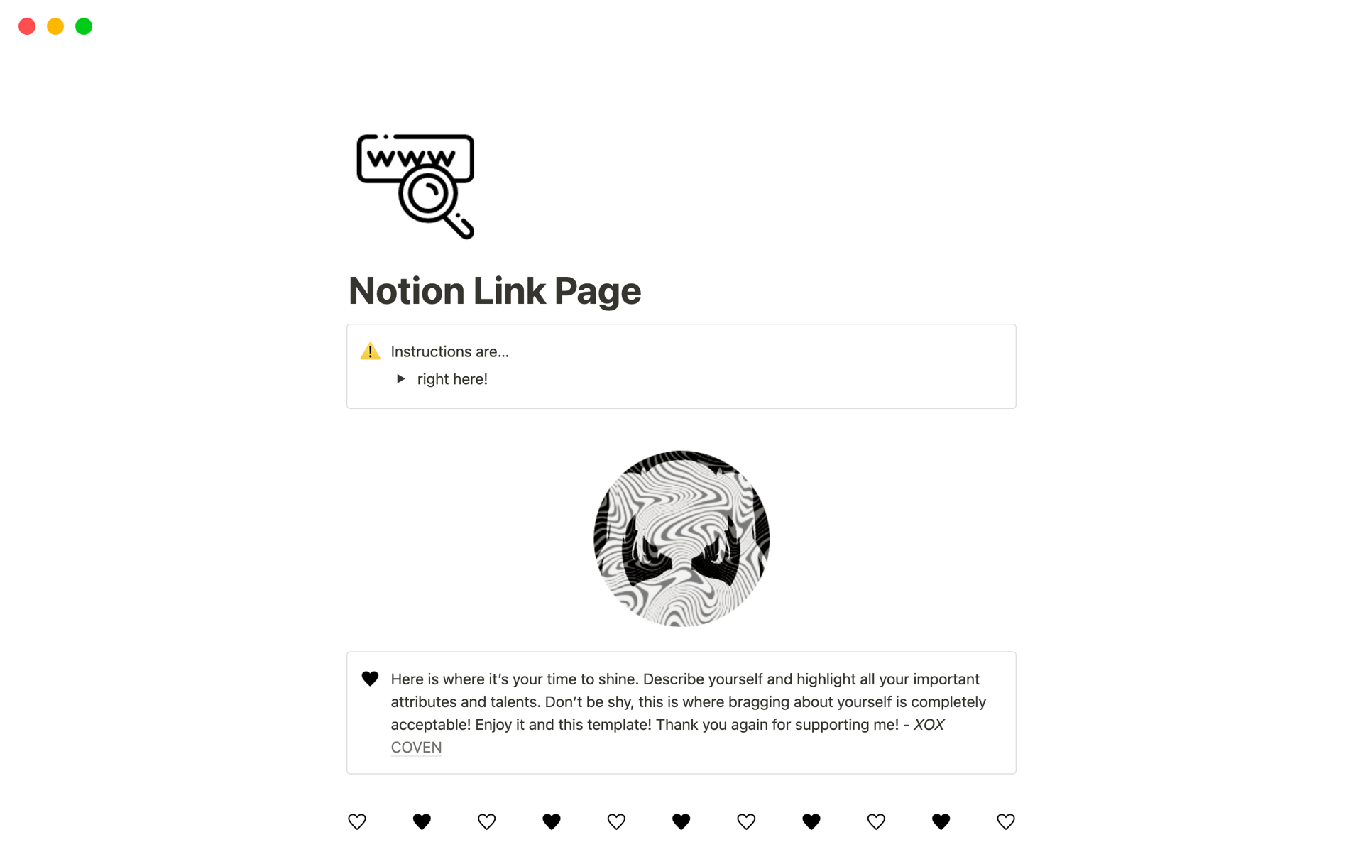 A template preview for Link Page 