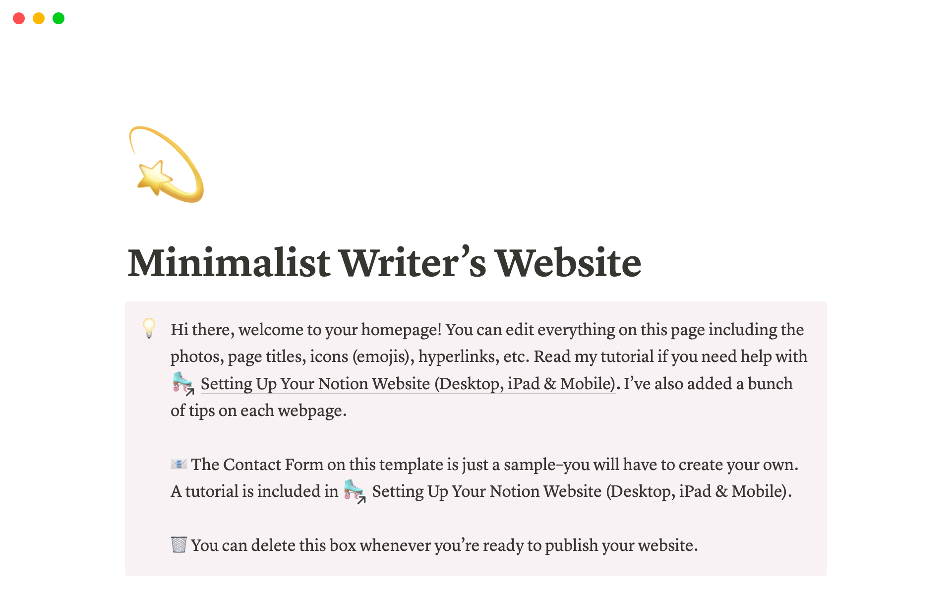 A template preview for Minimalist Writers Website