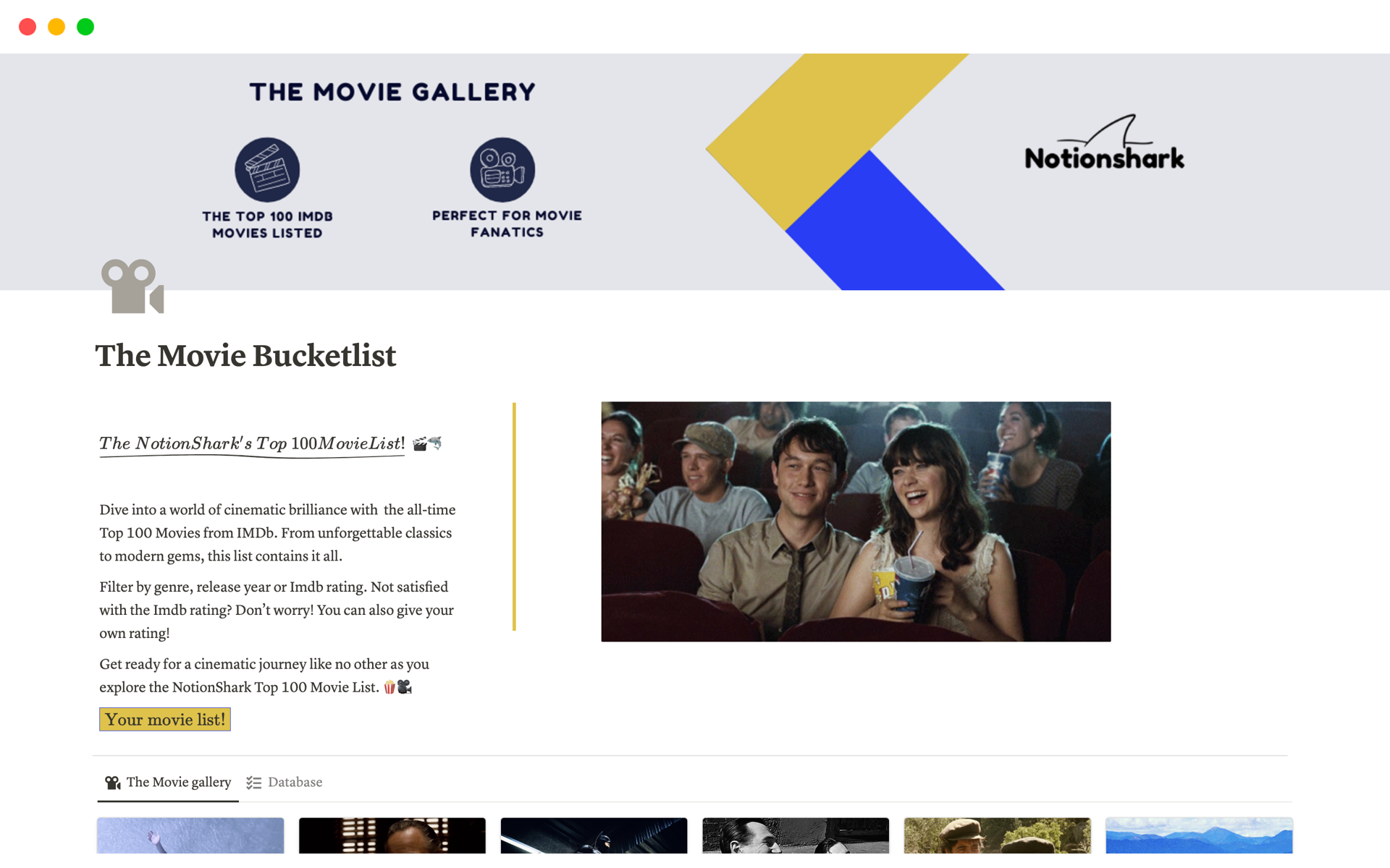 Create the best movie watching experience with this Notion template