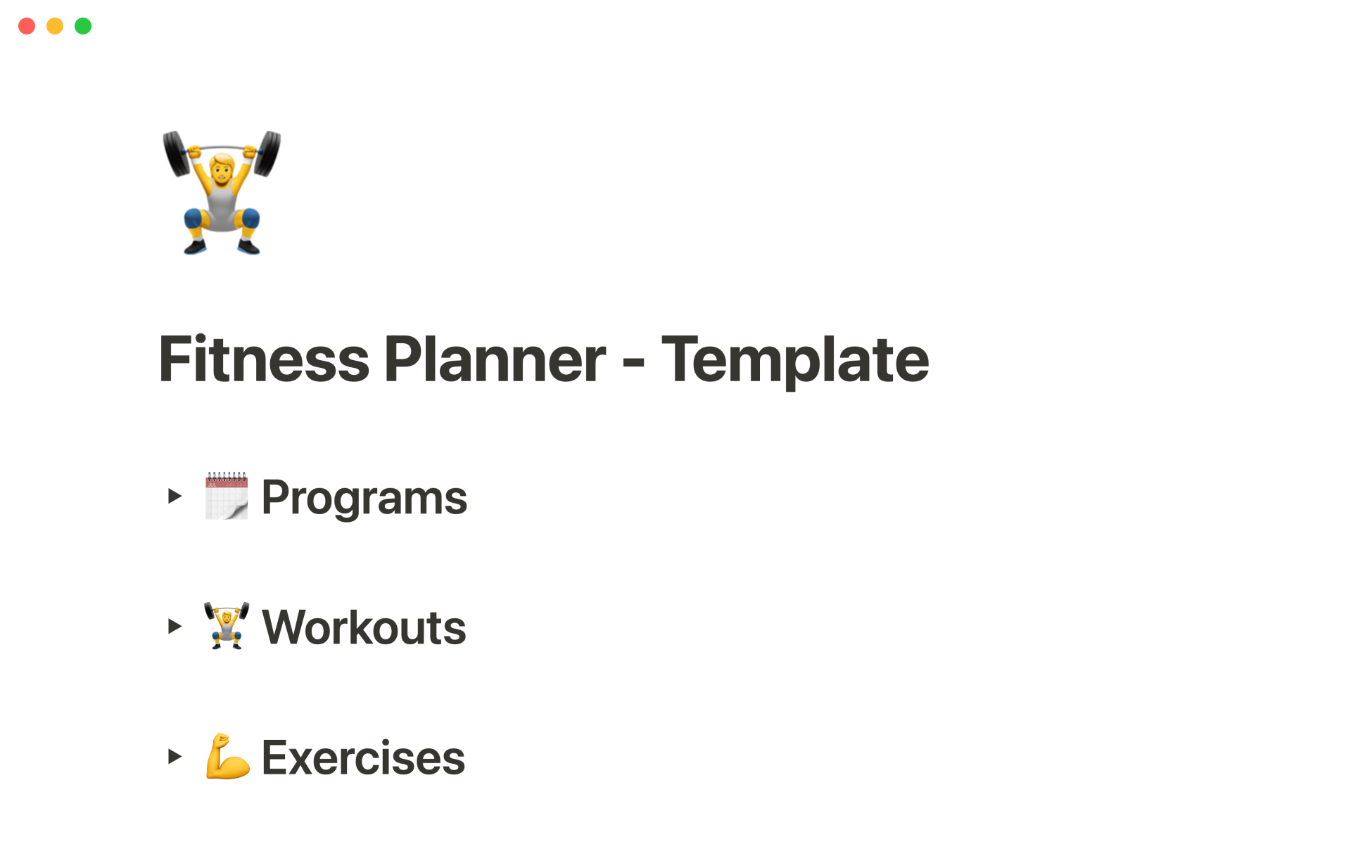 Fitness planner by Alex Lewis Notion Template