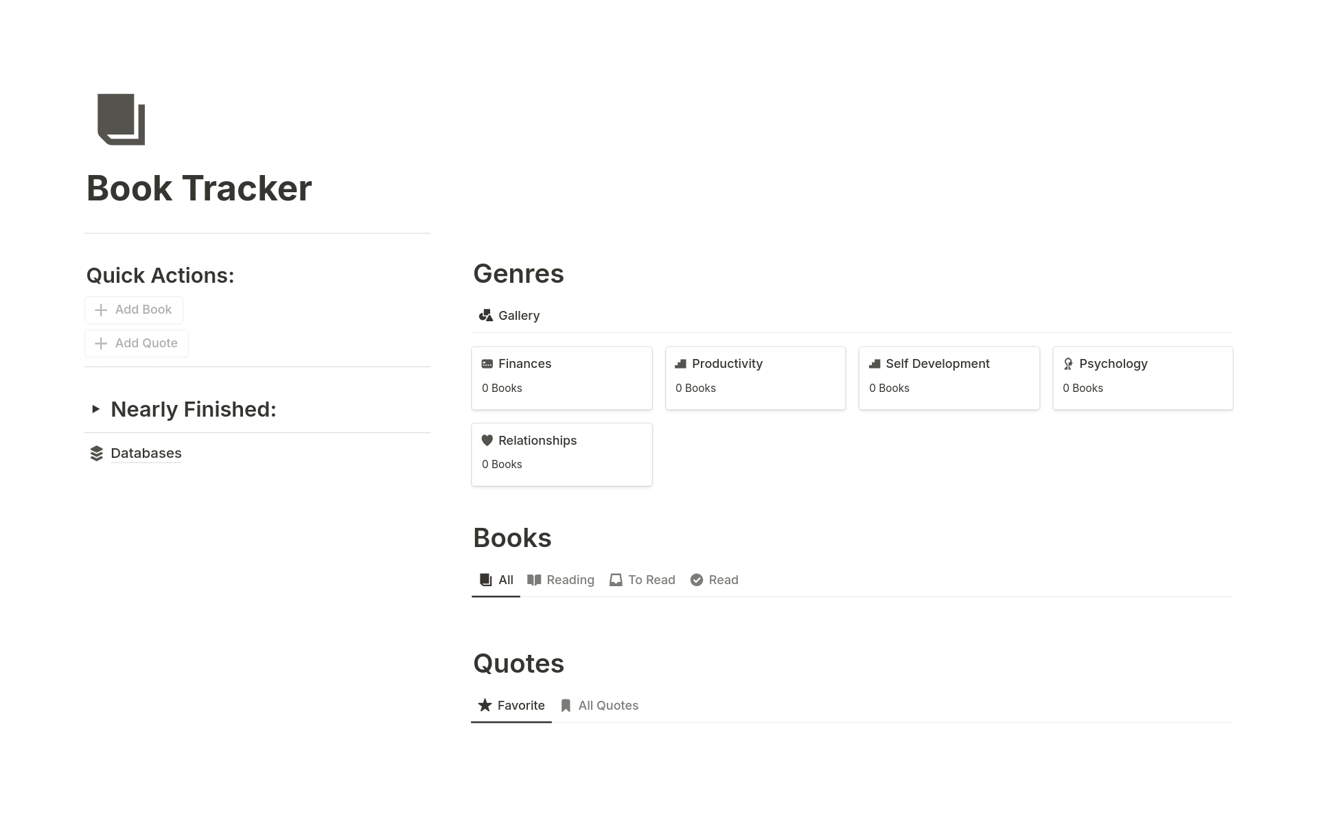 A template preview for Book Tracker