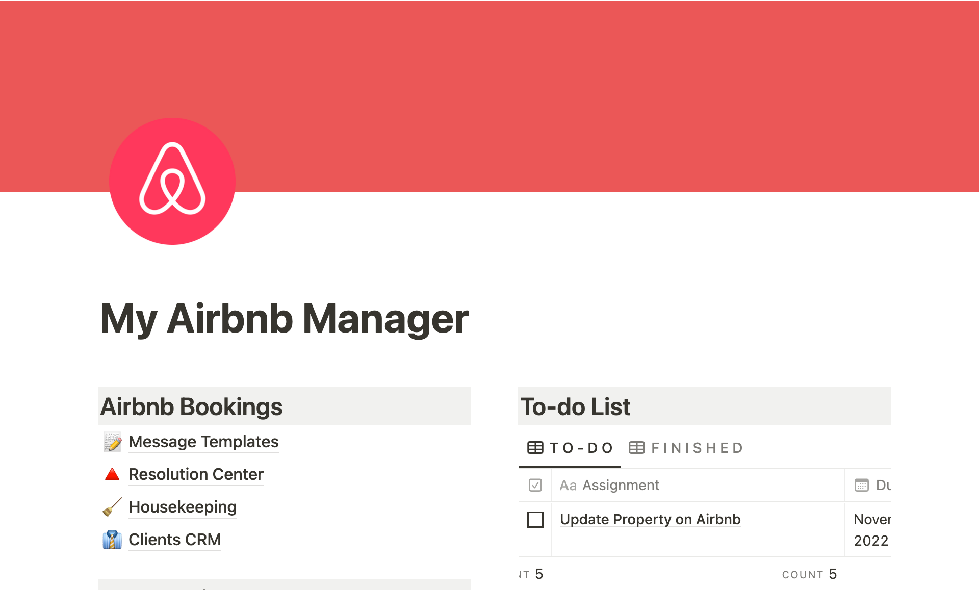 A template preview for Basic Airbnb Management System